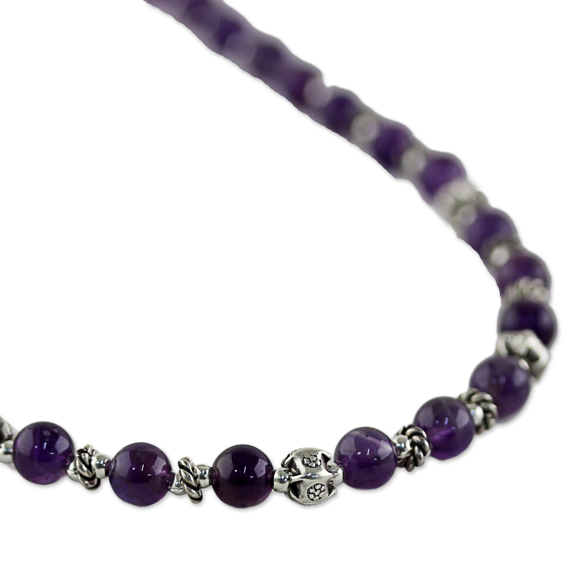 Premium Amethyst & 950 Silver Handcrafted Necklace - Elegant Thai Design