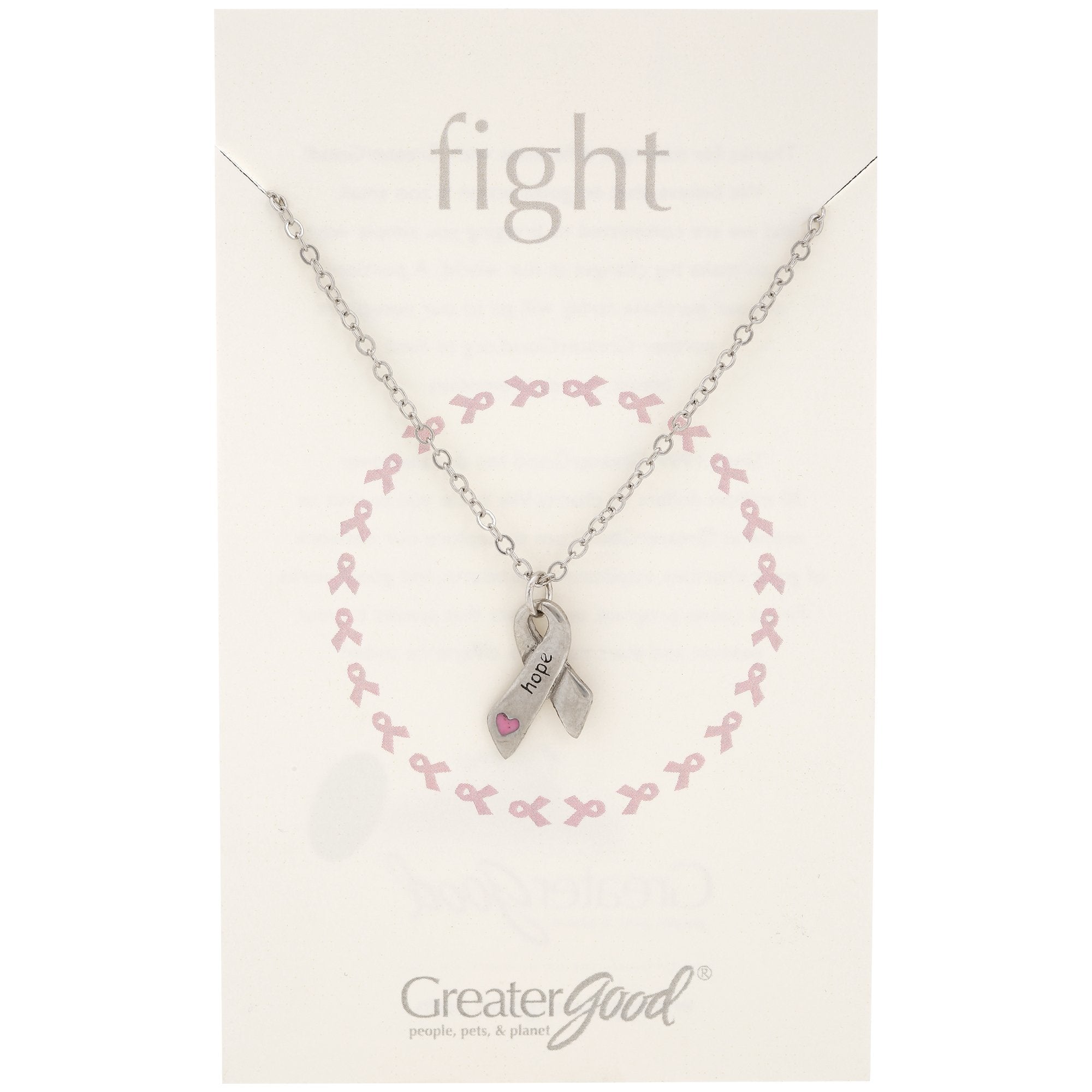 Premium Heart & Hope Ribbon Necklace - Symbol of Strength