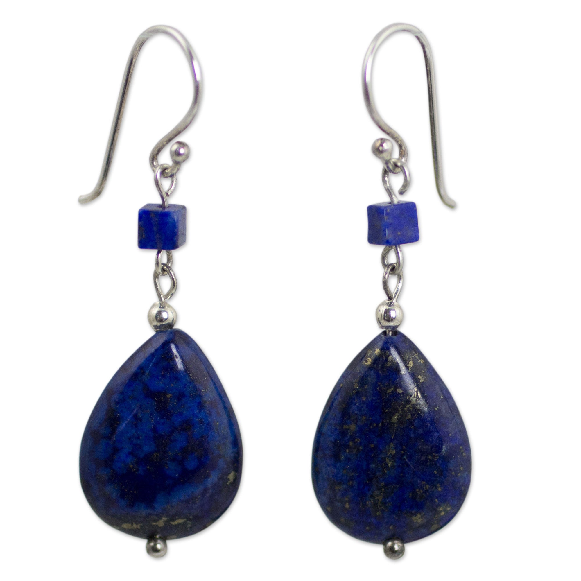 Premium Blue Lily Lapis Lazuli Sterling Silver Earrings