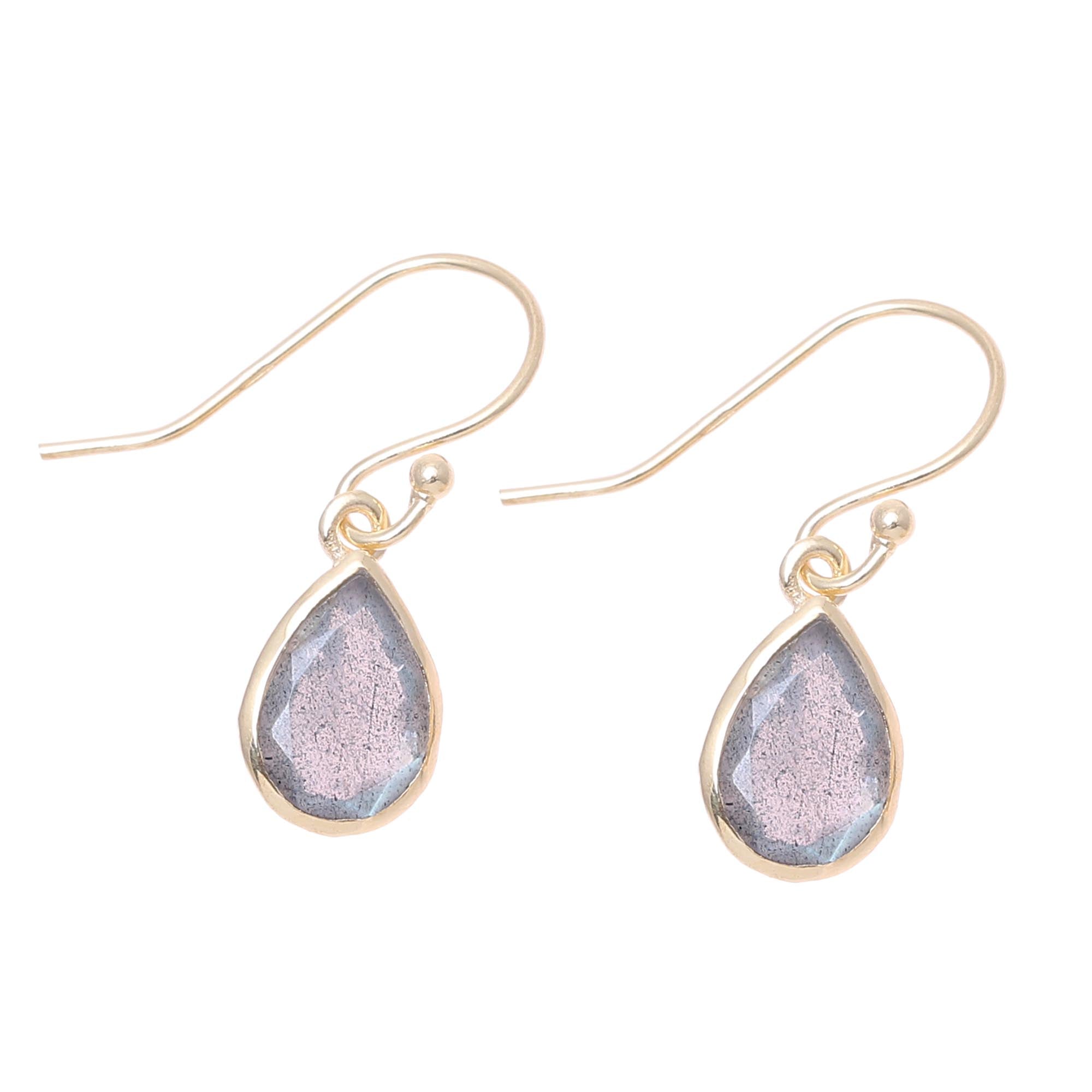 Premium Gold Plated Labradorite Dangle Earrings - 4-Carat Statement Jewelry