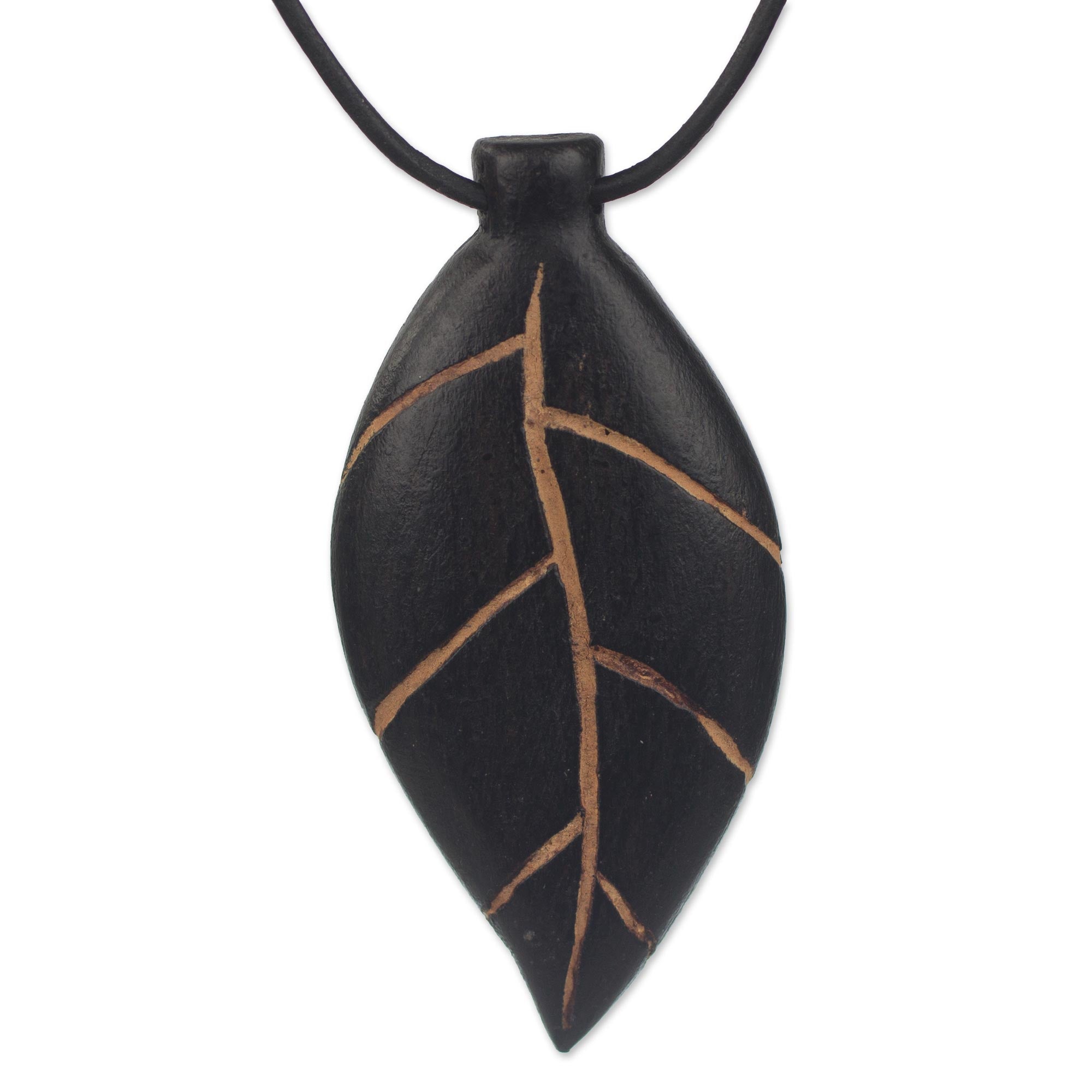 Premium Teak Wood Leaf Pendant Necklace - Unique Eco-Friendly Design