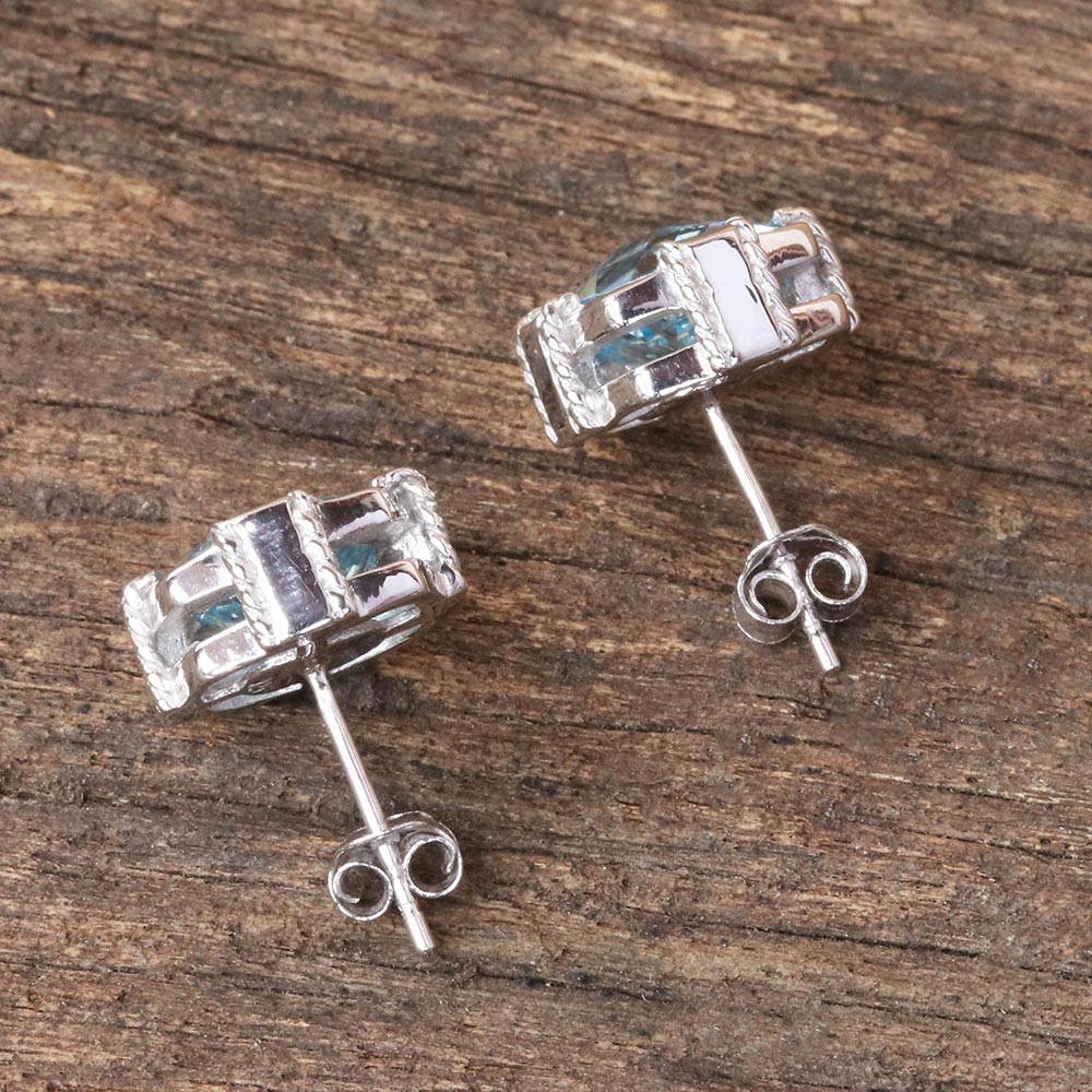 Ultimate Elegance Blue Topaz & Silver Stud Earrings