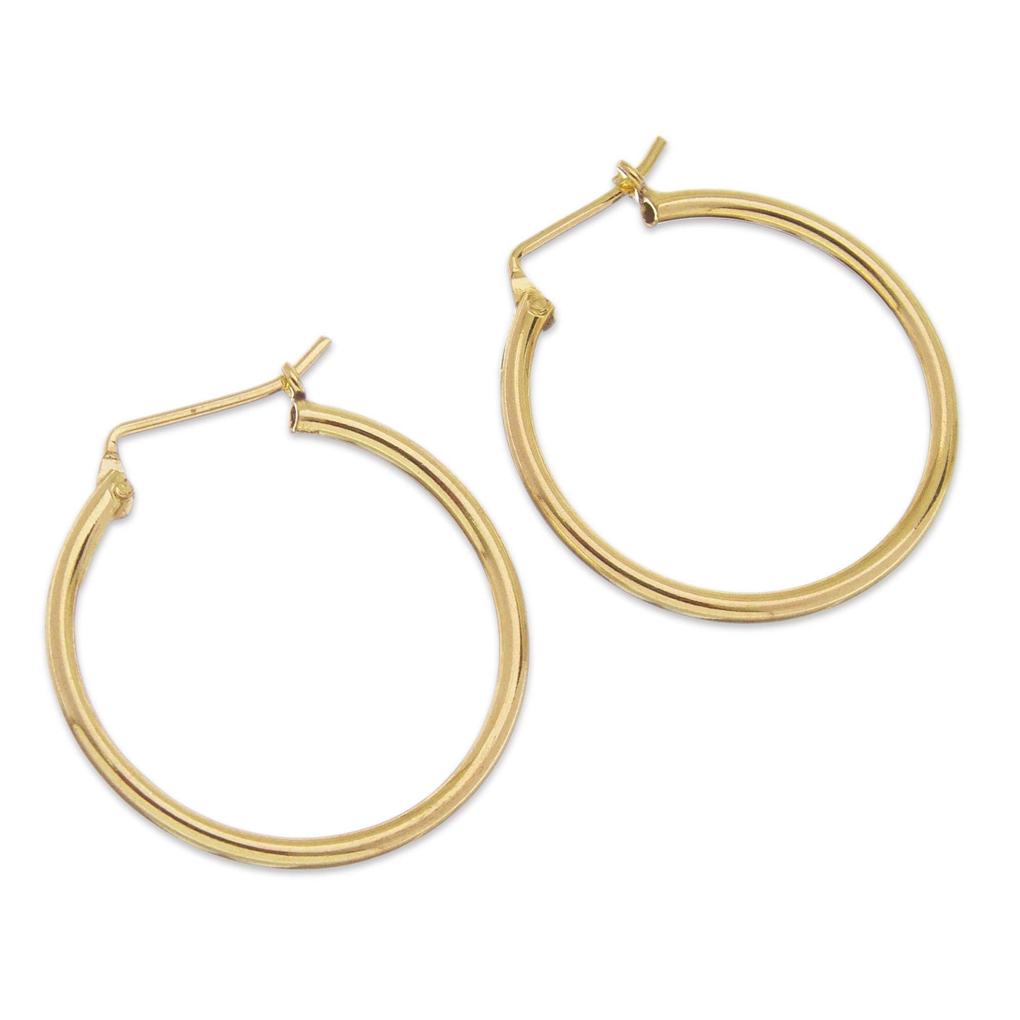 Premium Eternal Gleam 18k Gold Plated Sterling Silver Hoop Earrings - Handcrafted in Peru