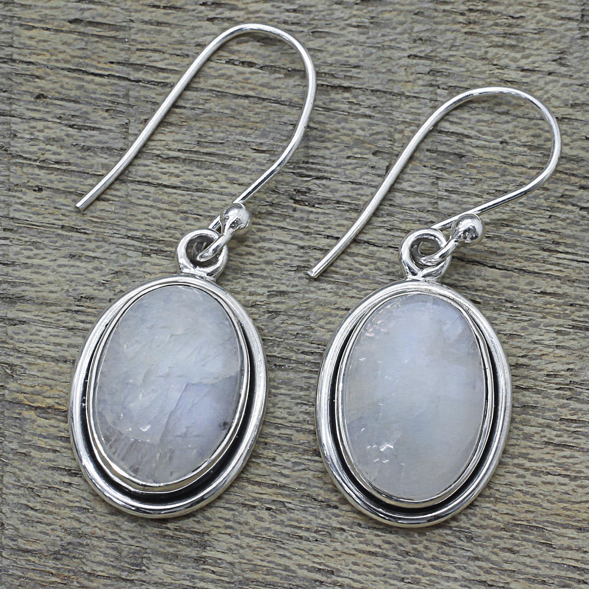 Premium Lunar Goddess Moonstone Silver Dangle Earrings – Handmade & Fair Trade