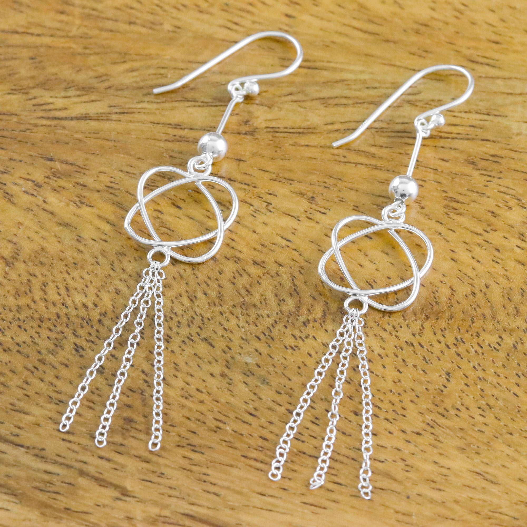 Premium Shimmering Tassel Earrings - 925 Sterling Silver Dangle Chain Earrings