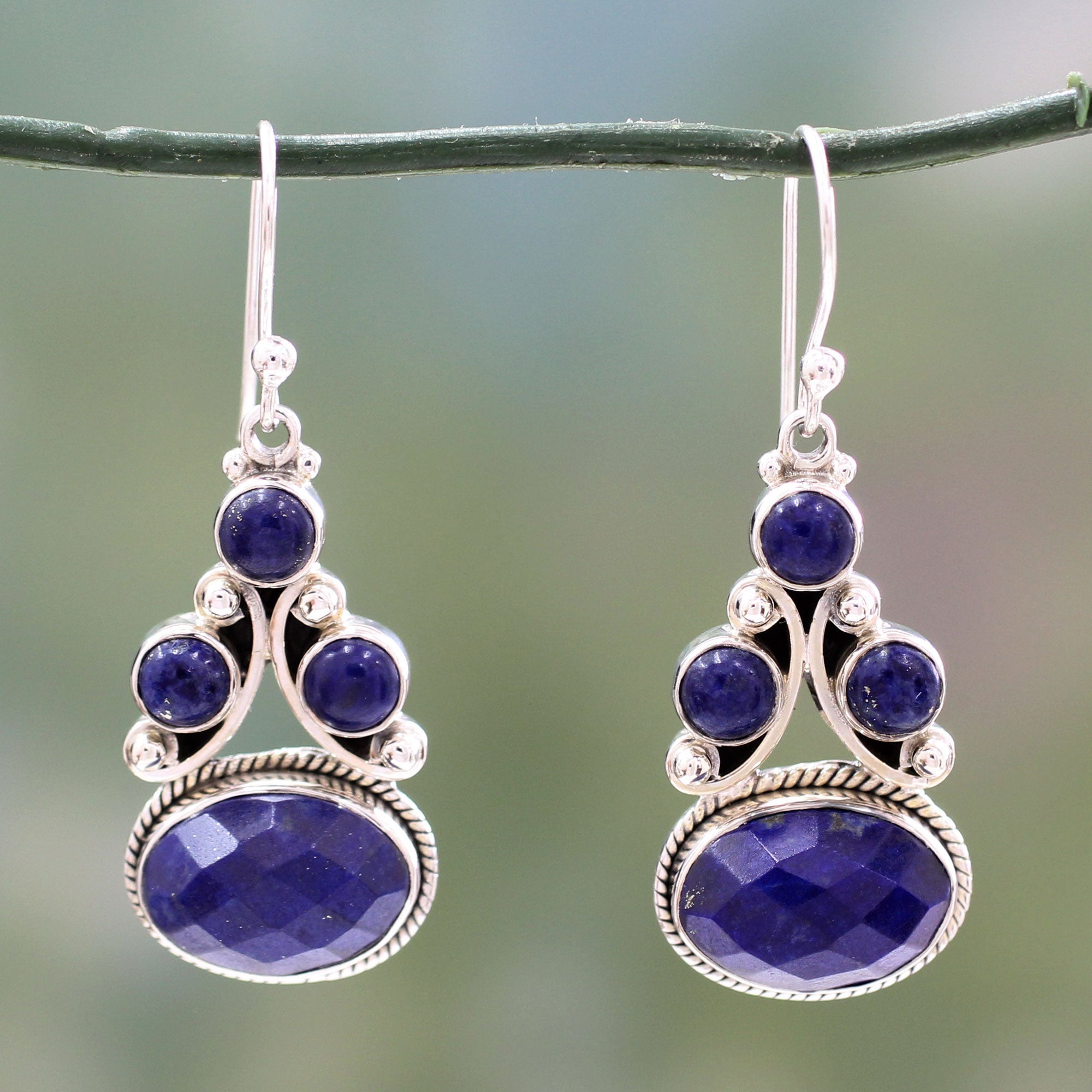 Premium Love Foretold Lapis Lazuli Dangle Earrings - Handmade Sterling Silver Jewelry