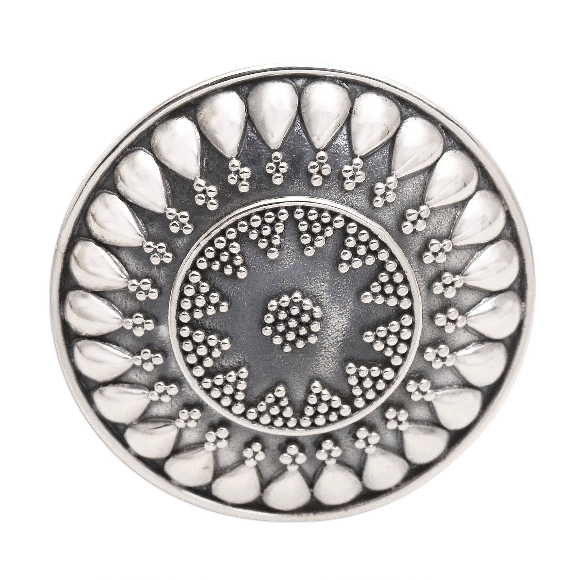 Premium Solar Flair Oxidized Sterling Silver Sun Cocktail Ring