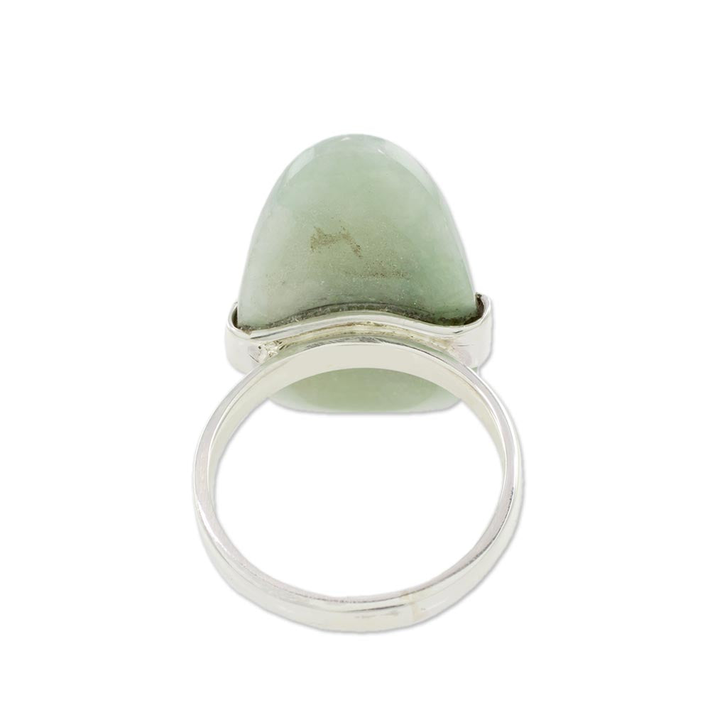 Premium Maya Virtue Light Green Jade & Silver Cocktail Ring