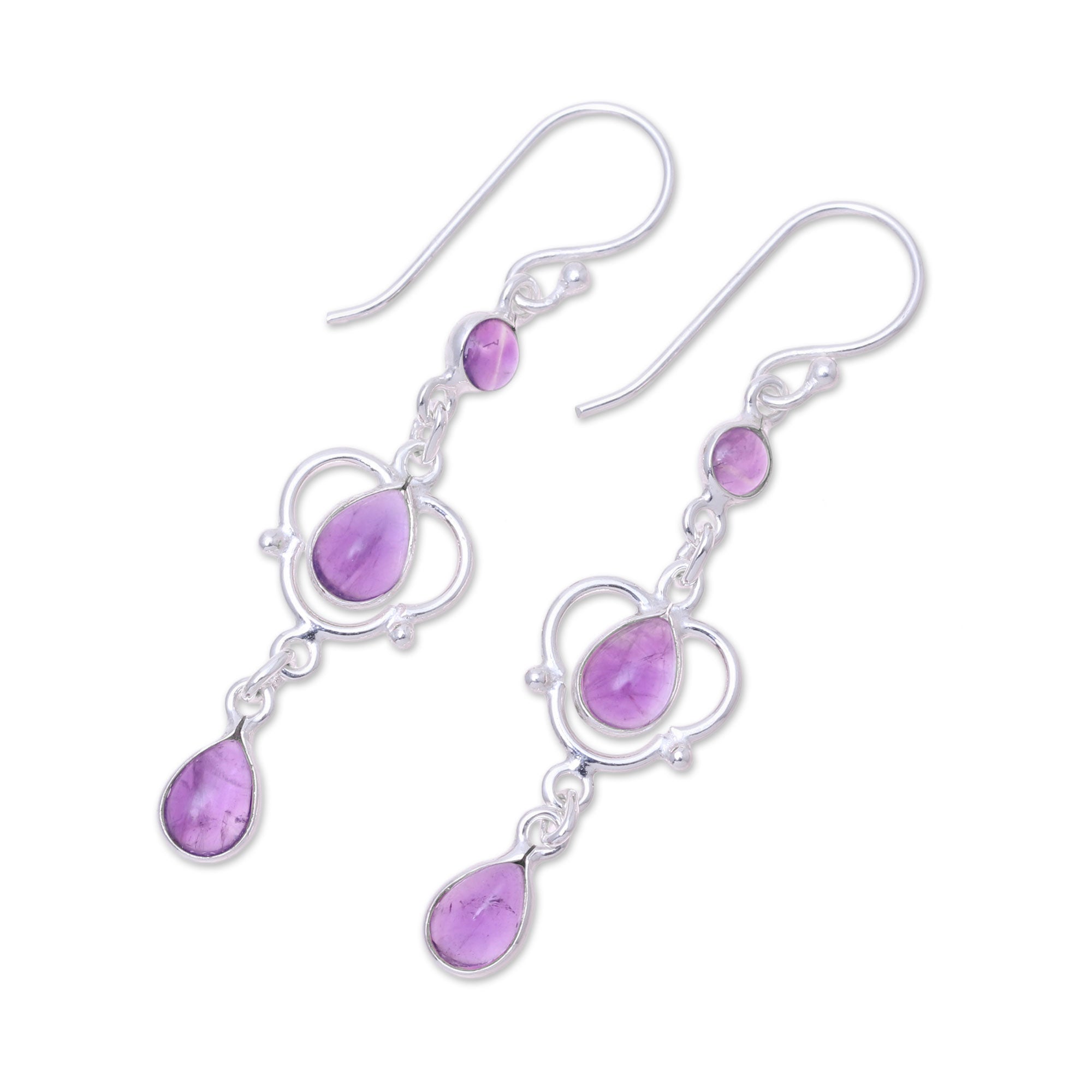 Premium Violet Rain Amethyst Dangle Earrings - Ultimate Feminine Glamour