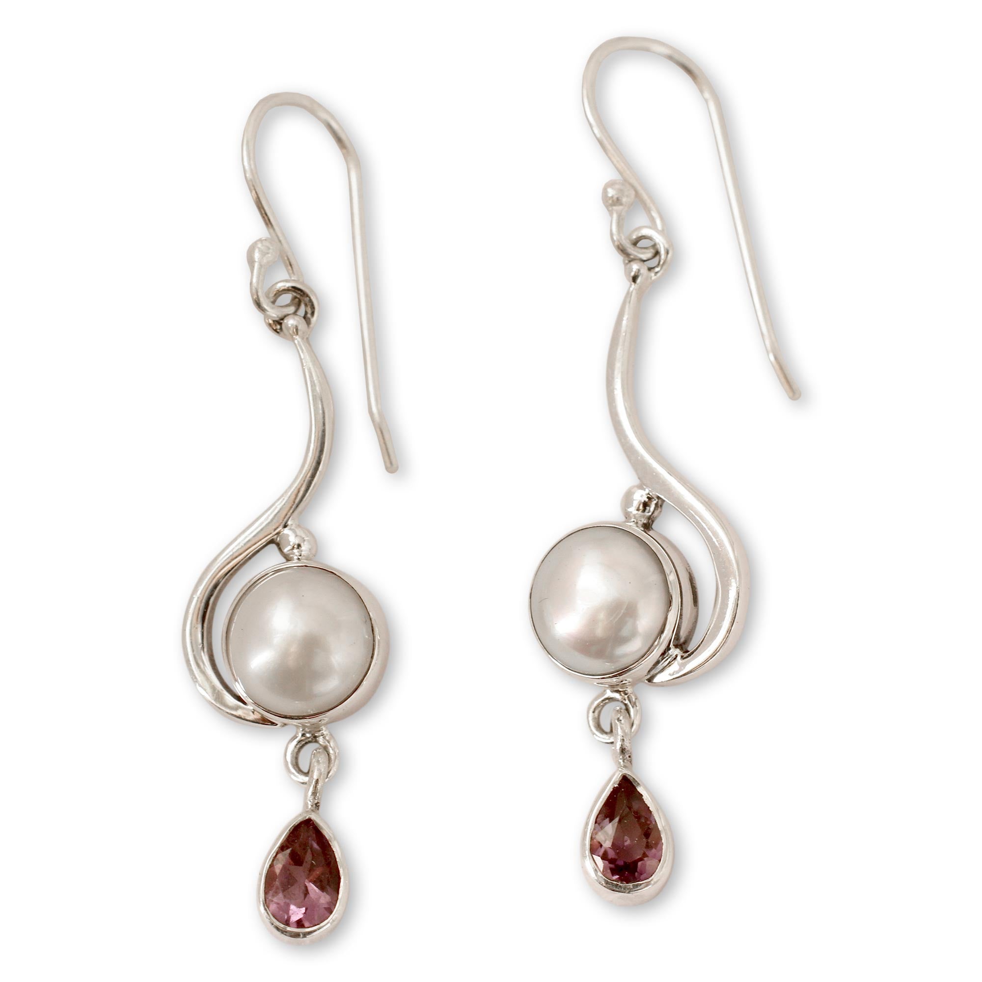 Premium Cloud Sonnet Pearl Earrings with Amethyst Accent