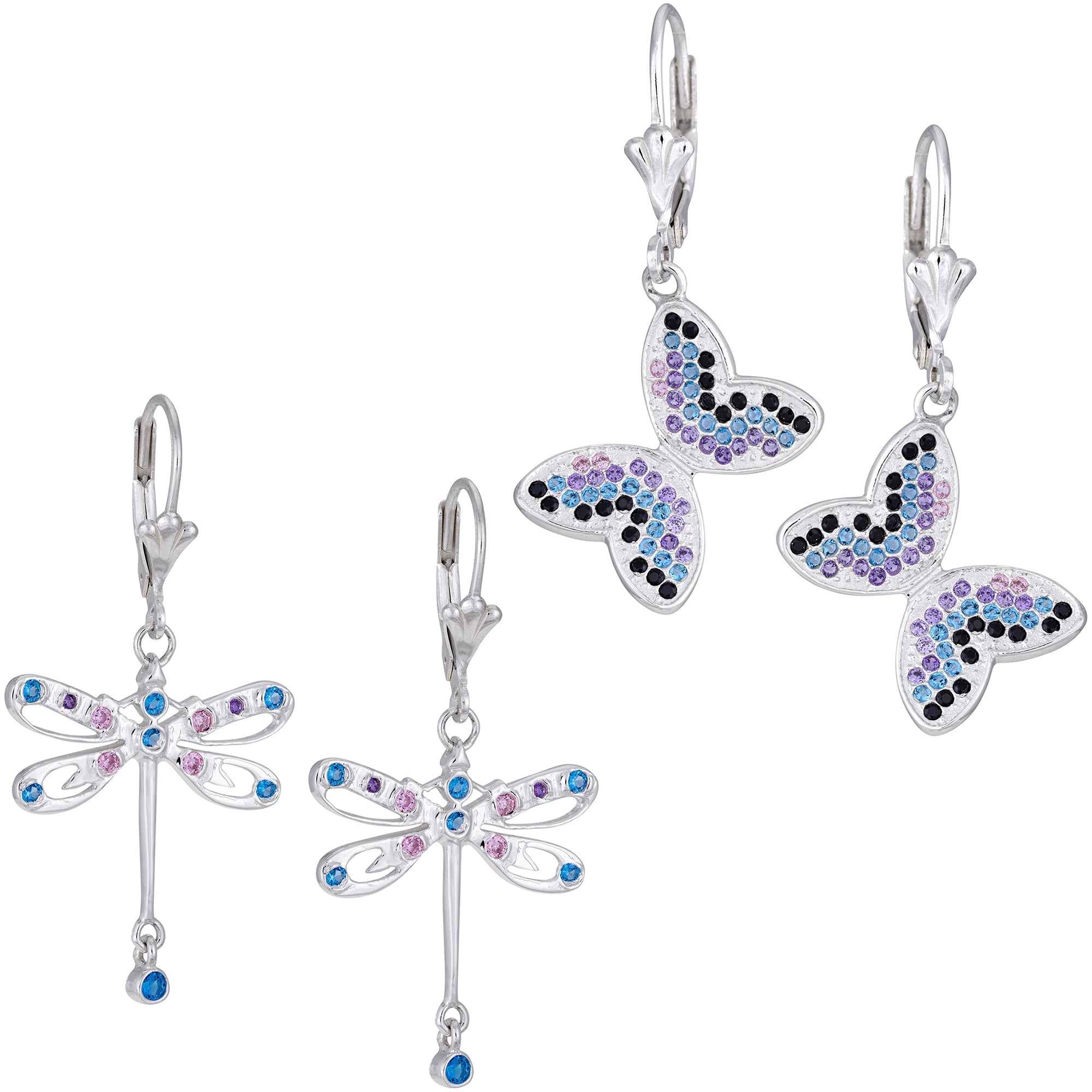 Premium Sterling Silver Butterfly Crystal Earrings