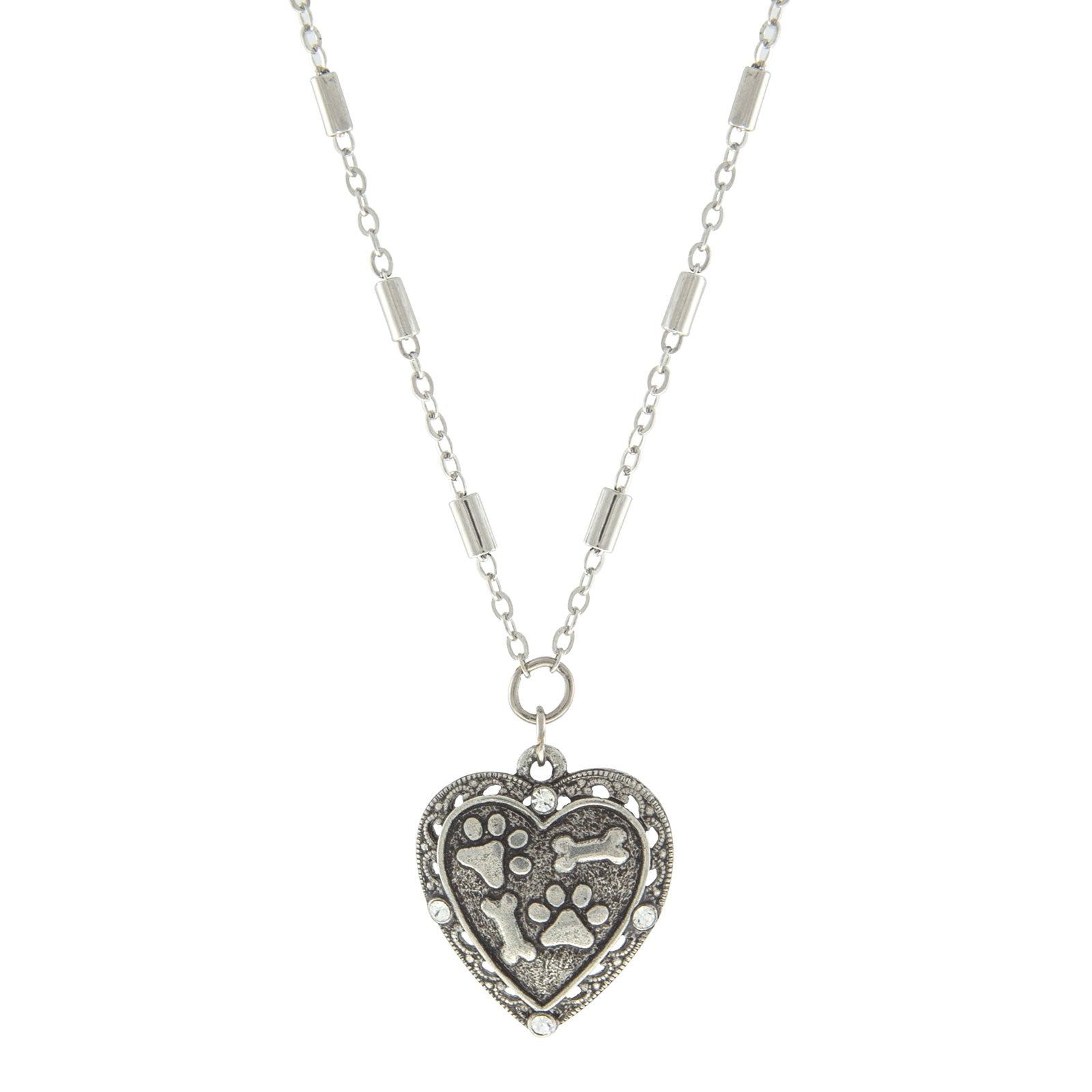 Premium 1928 Jewelry® Adjustable Silver Heart Paw & Bone Necklace