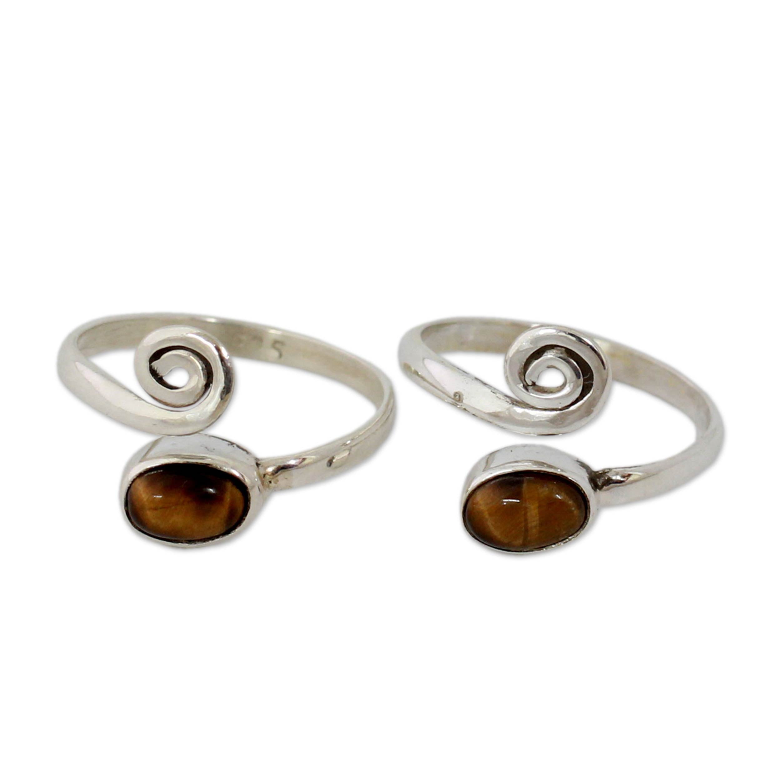 Premium Tiger Eye Adjustable Toe Ring - Handcrafted Sterling Silver Jewelry