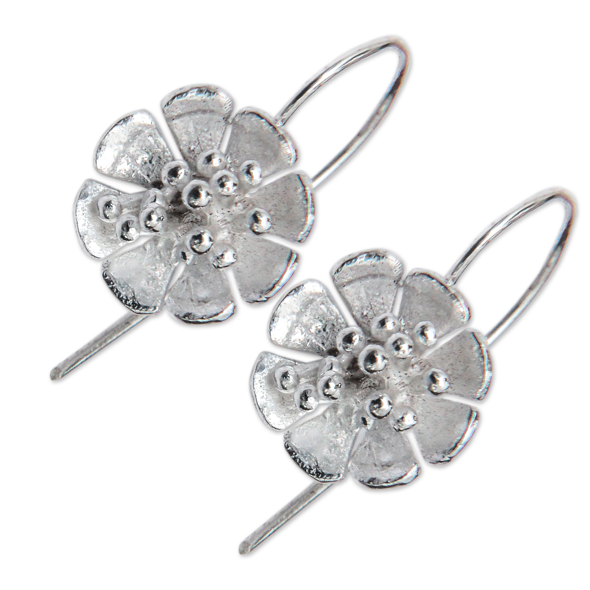 Premium Petite Azalea Silver Drop Earrings - Handmade in Bali