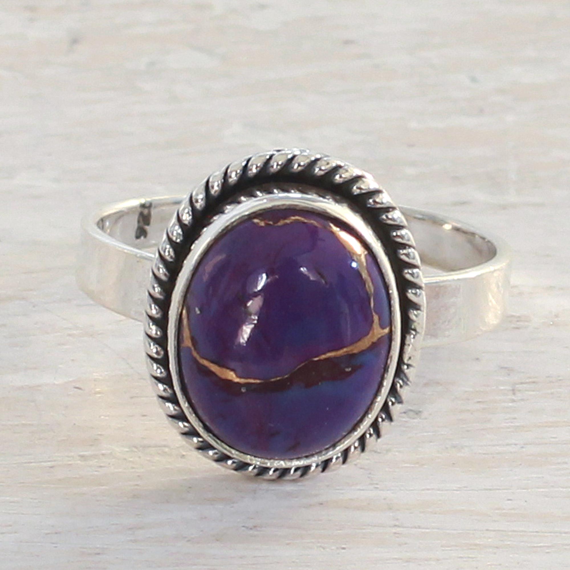 Premium Handmade Purple Turquoise Silver Ring