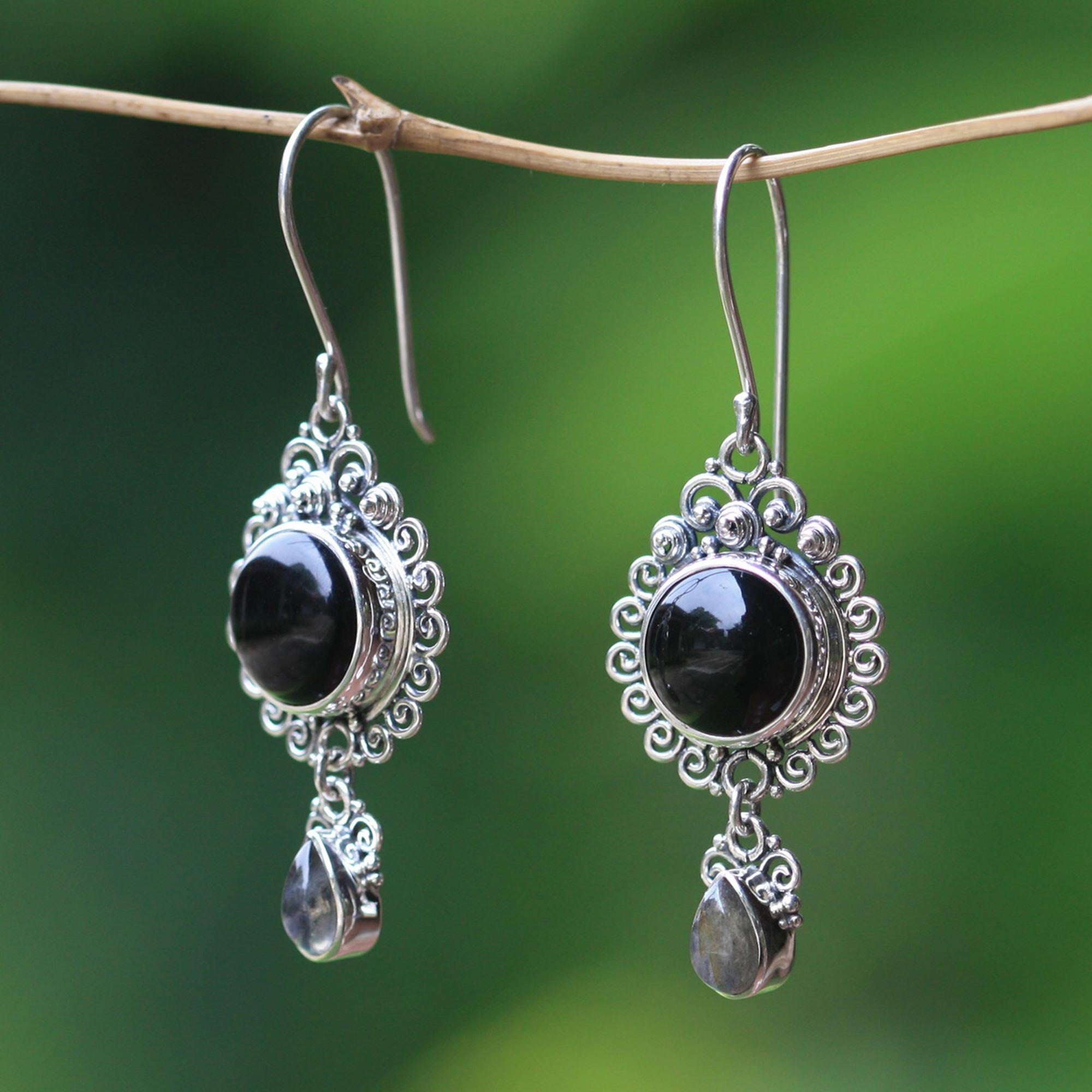 Premium Midnight Tears Dangle Earrings - Sterling Silver & Onyx