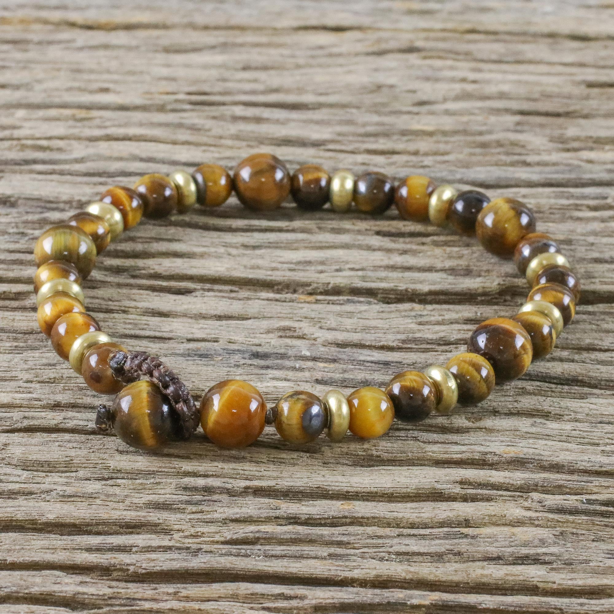 Premium Courageous Eye Handcrafted Bracelet – Tiger's Eye & Brass Design