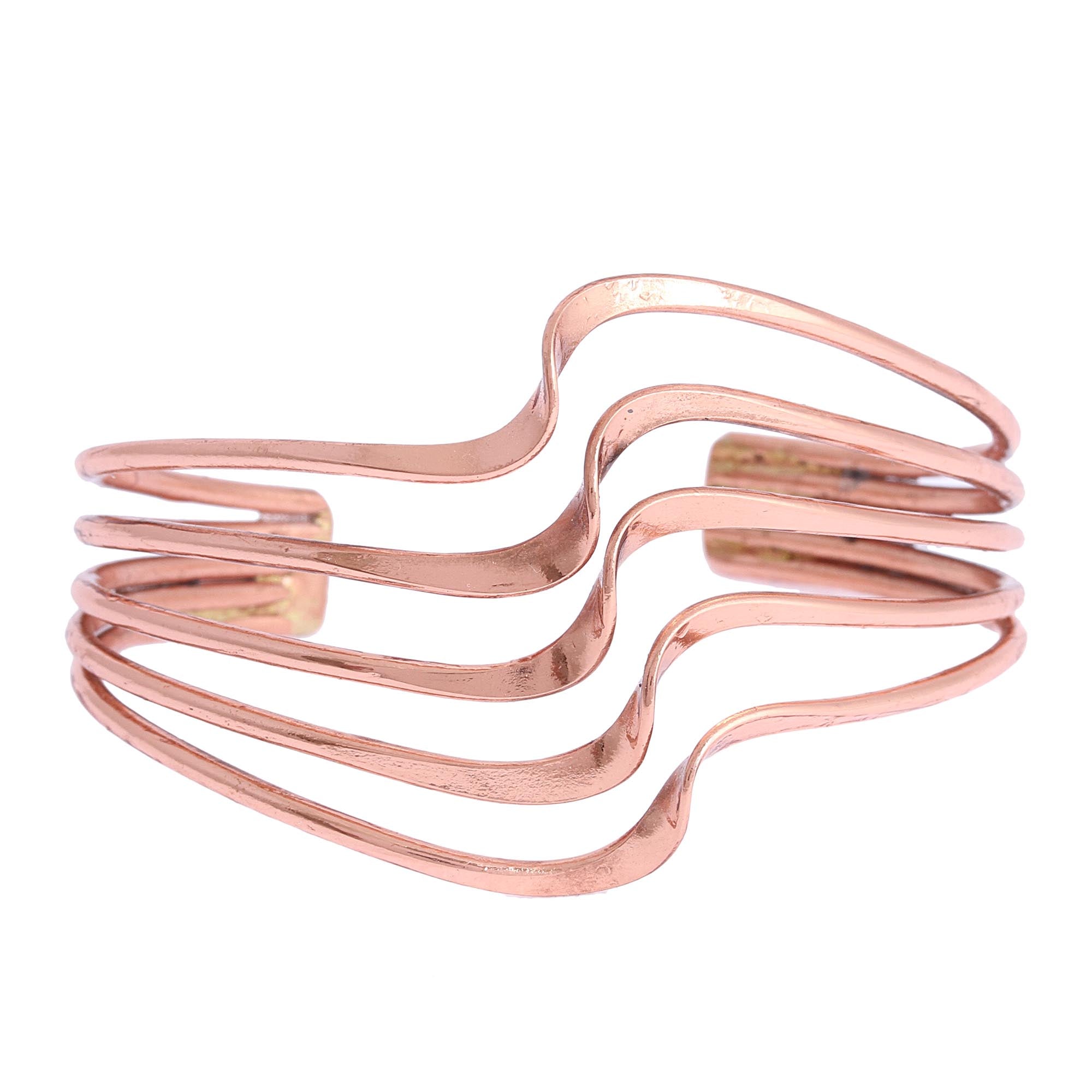 Premium Copper Wave Cuff Bracelet - Handcrafted Elegance