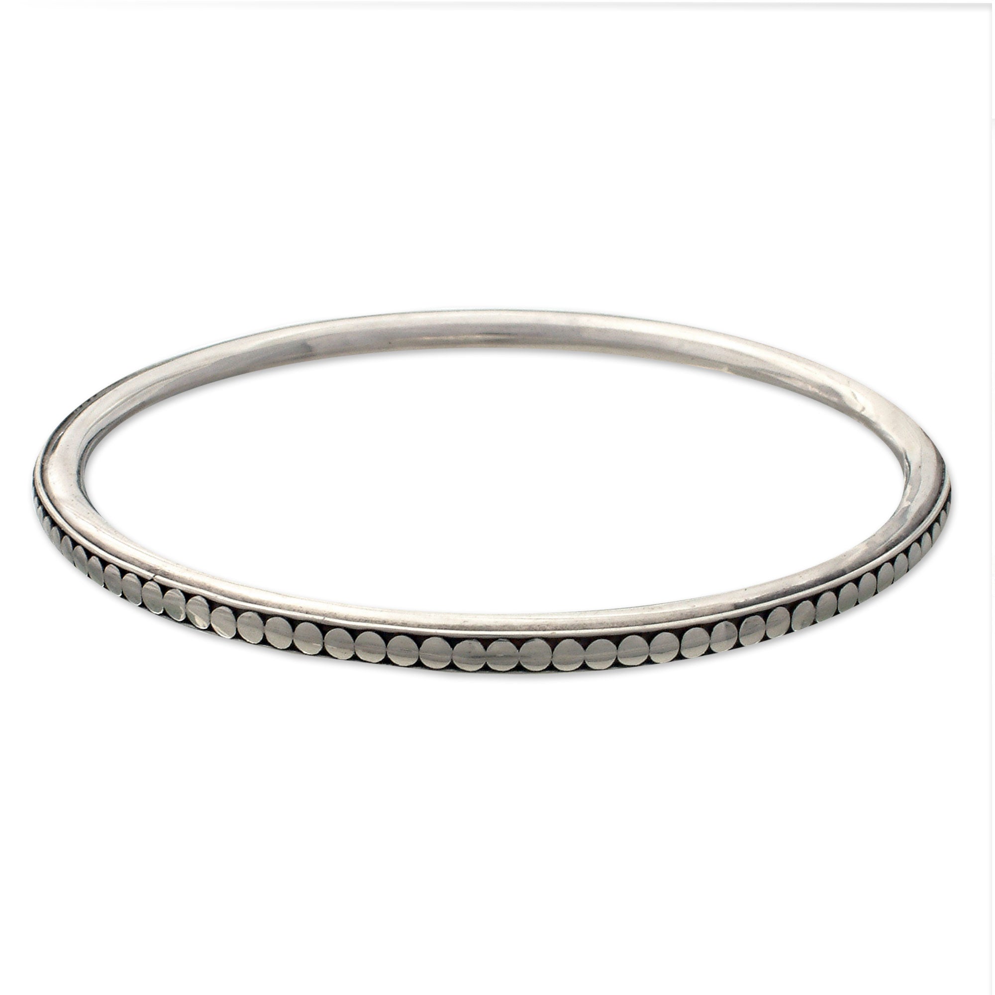 Premium Moon Silver Sterling Silver Bangle Bracelet - Elegant Minimalist Design