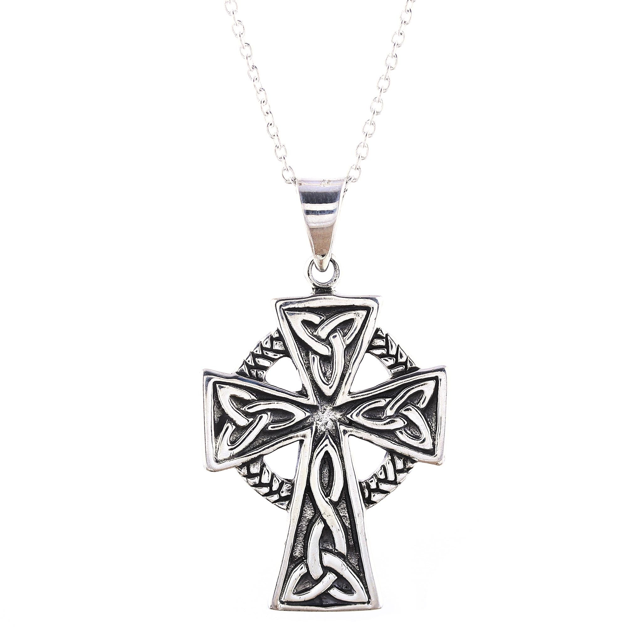 Premium Celtic Faith Cross Pendant Necklace - Handcrafted Sterling Silver Jewelry