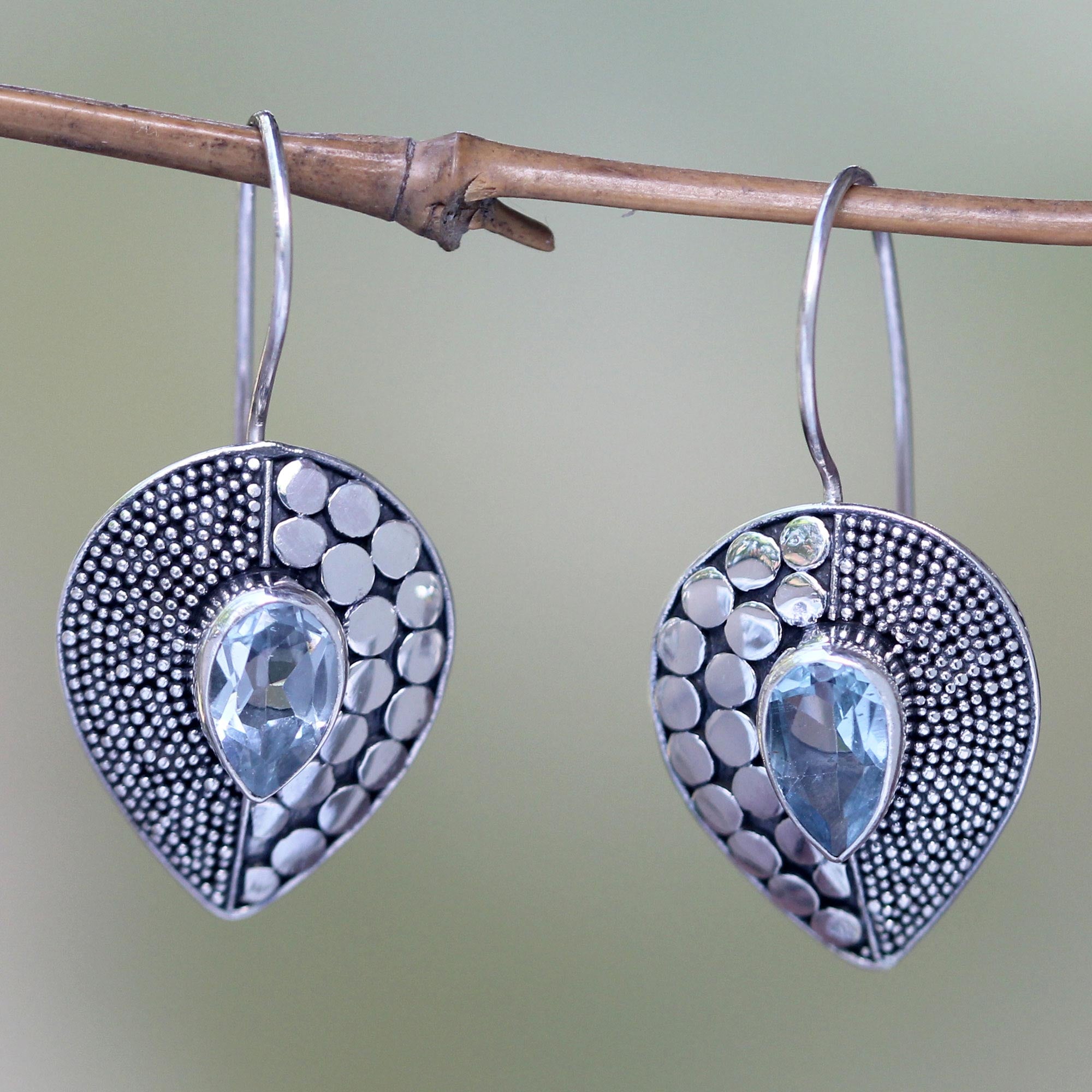 Premium Azure Sincerity Earrings: Fair Trade Blue Topaz & Sterling Silver