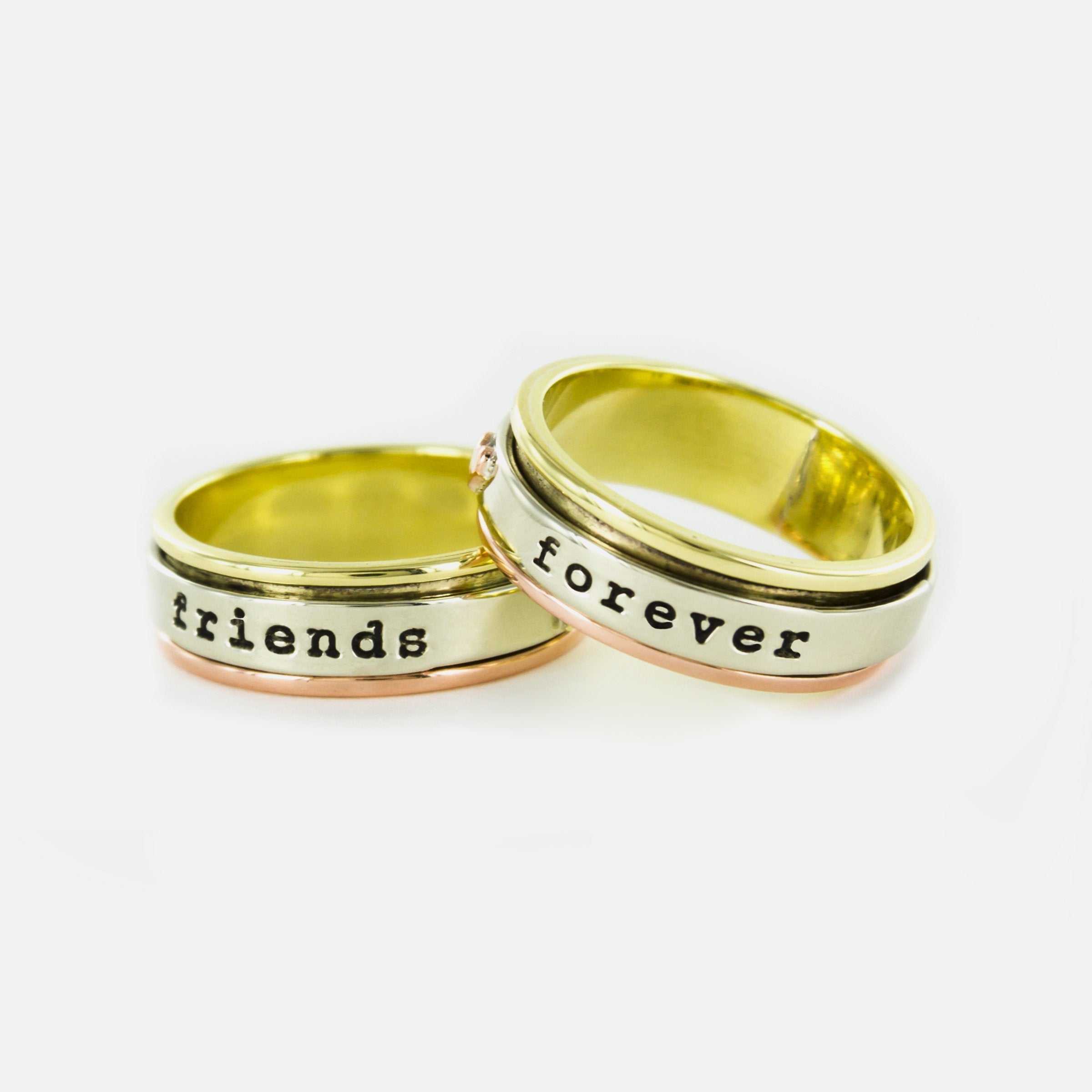 Premium Friends Forever Mixed Metals Spinning Ring - Artisan Crafted