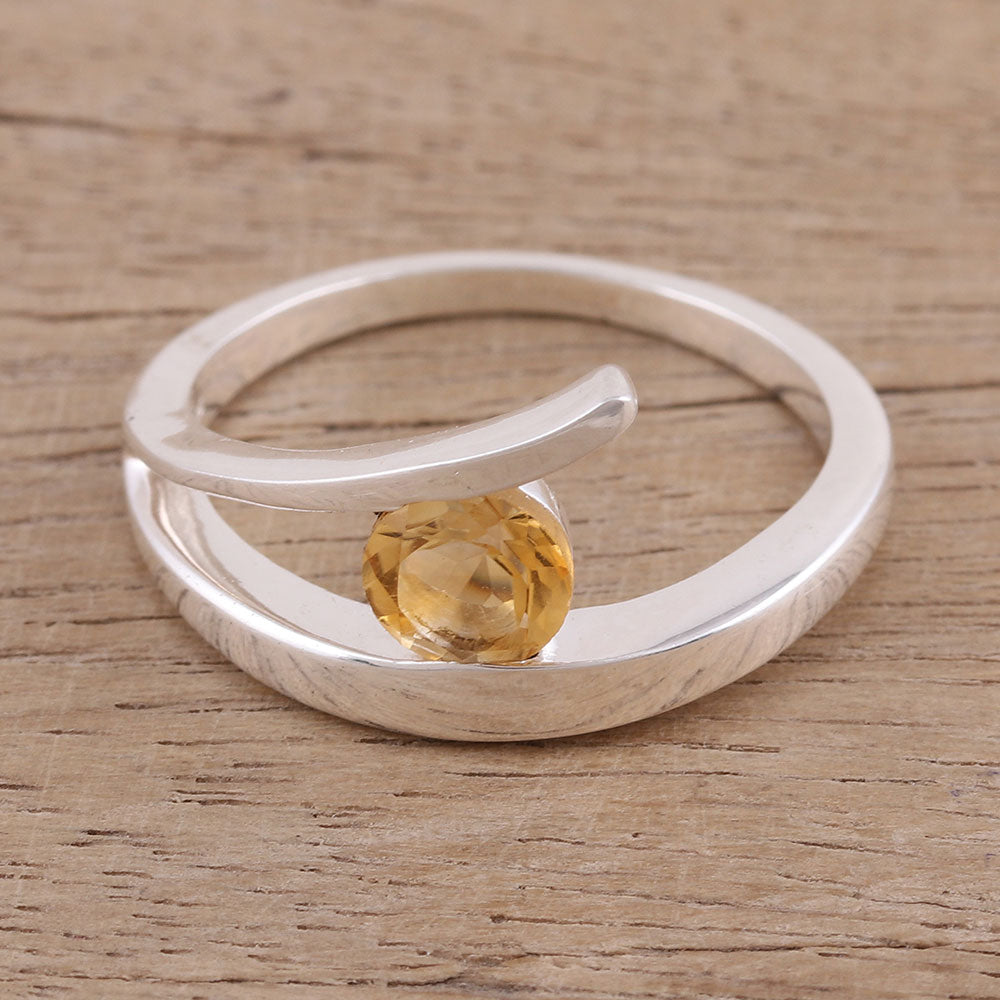 Premium Dazzling Love Handcrafted Sterling Silver Citrine Solitaire Ring