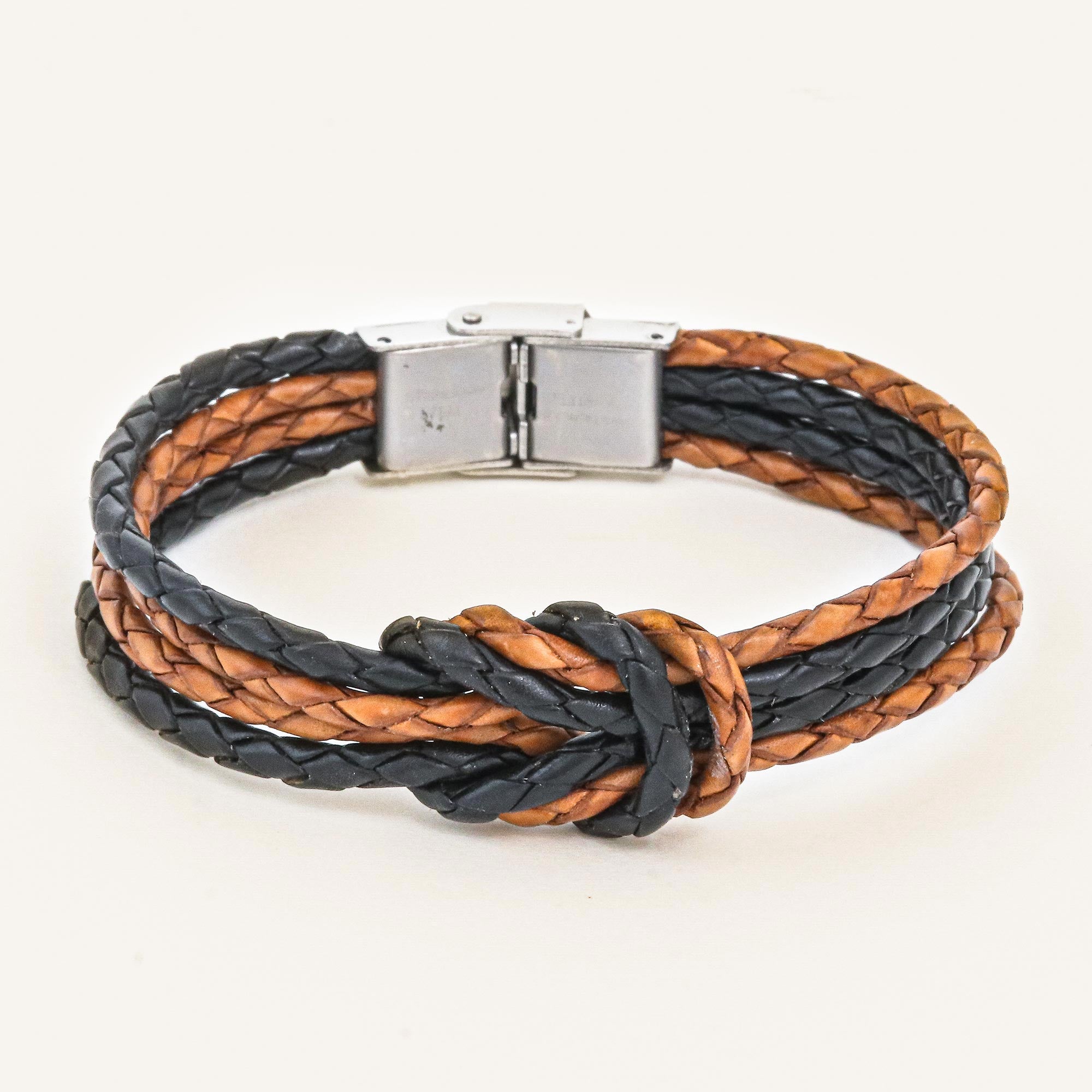 Premium Unity Braided Leather Bracelet – Handcrafted Brown & Black Design