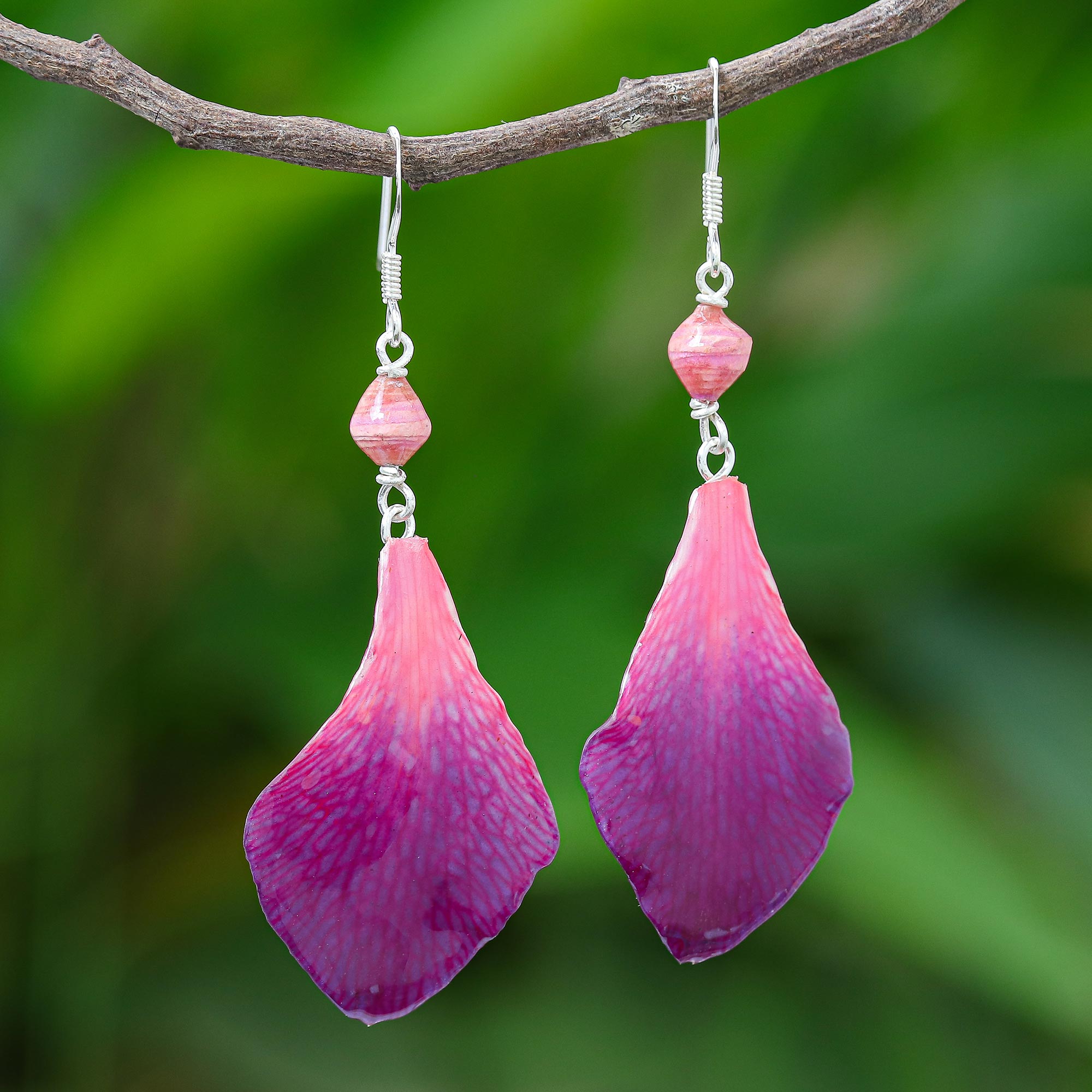 Premium Forever Fuchsia Orchid Petal Earrings - Handcrafted Elegance