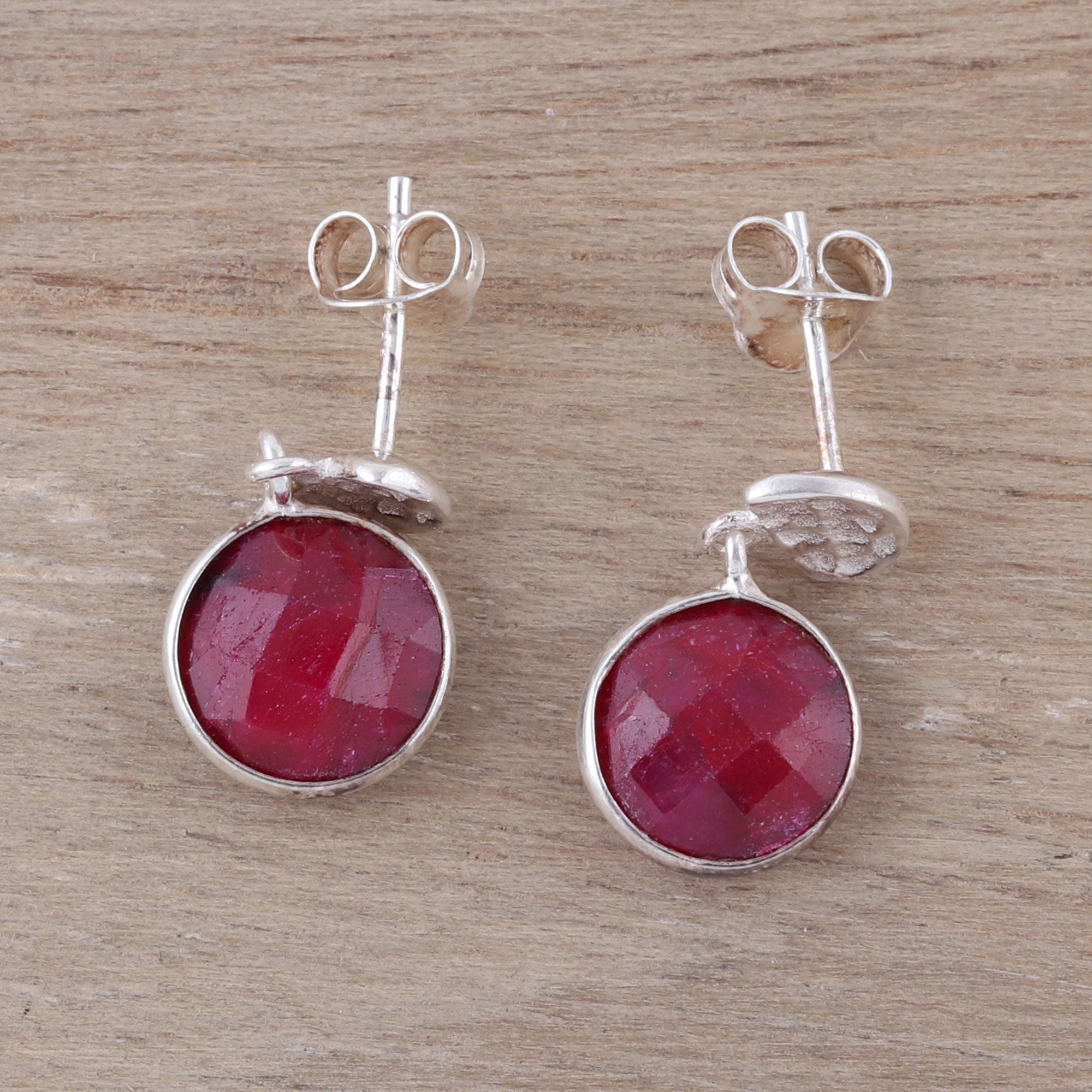 Premium Sparkle and Fire Ruby Dangle Earrings - Handcrafted Sterling Silver Jewelry from India