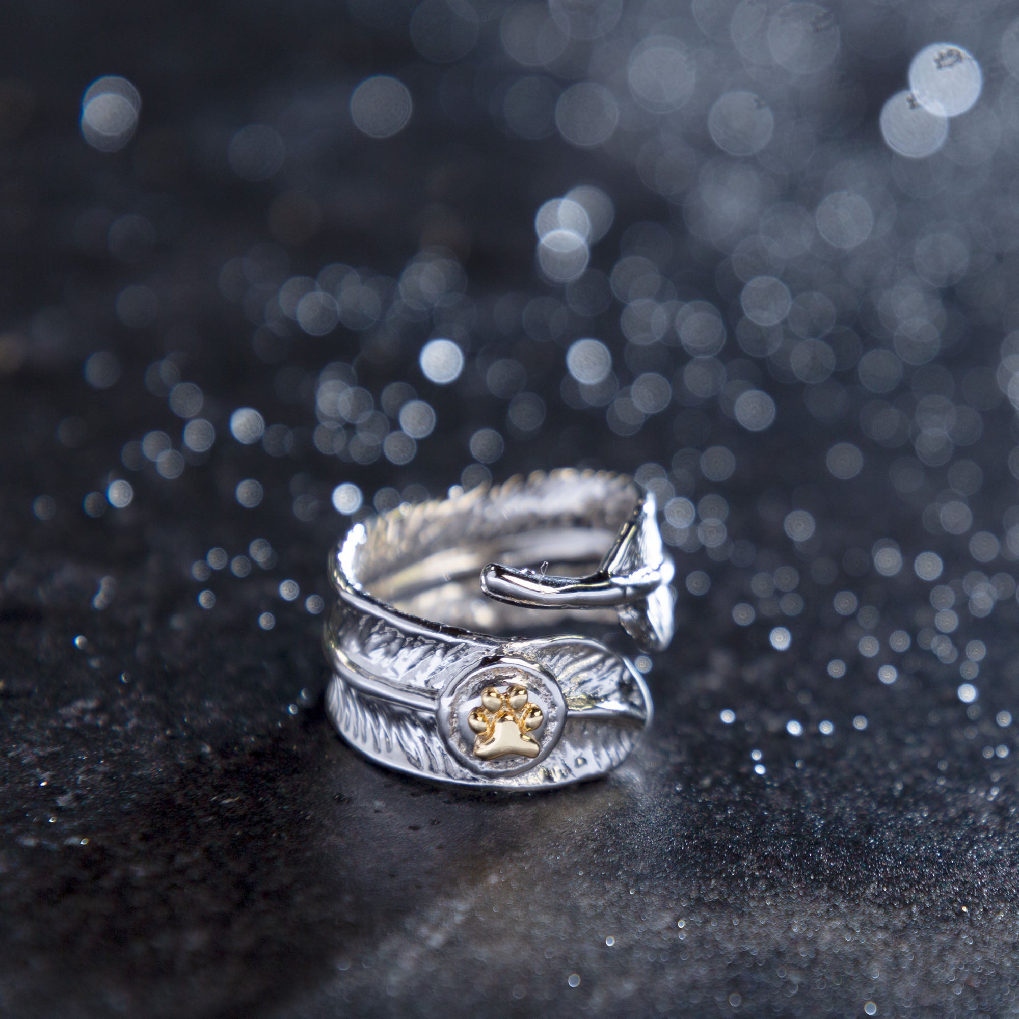 Premium Angel Wings Memorial Ring - Adjustable Silver-Tone Tribute