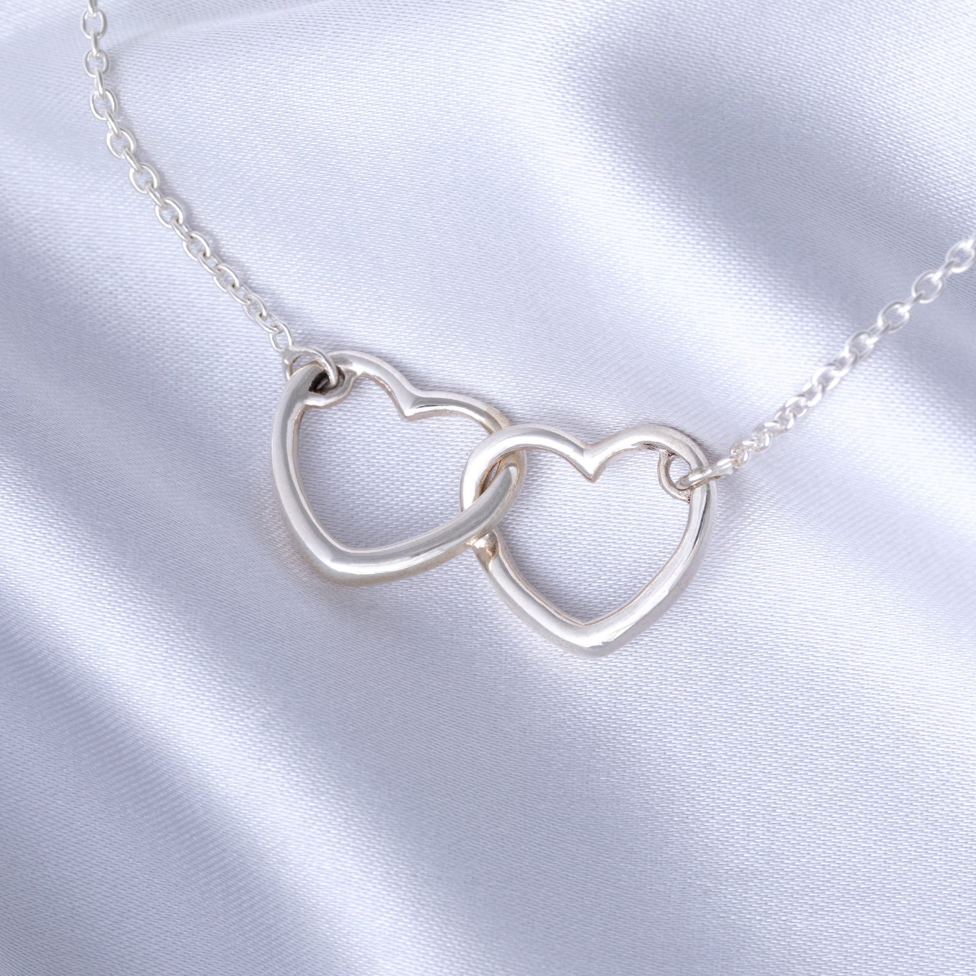 Premium Two Hearts Sterling Silver Necklace - Symbol of Eternal Love