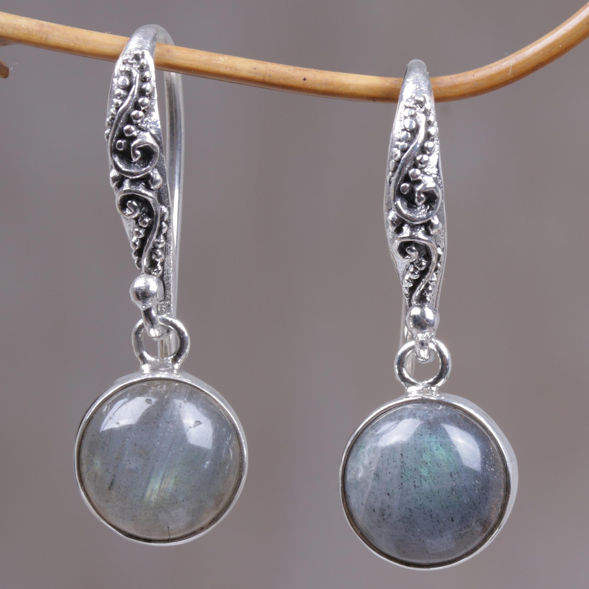 Premium Moonlight Labradorite Silver Earrings - Handmade Elegance