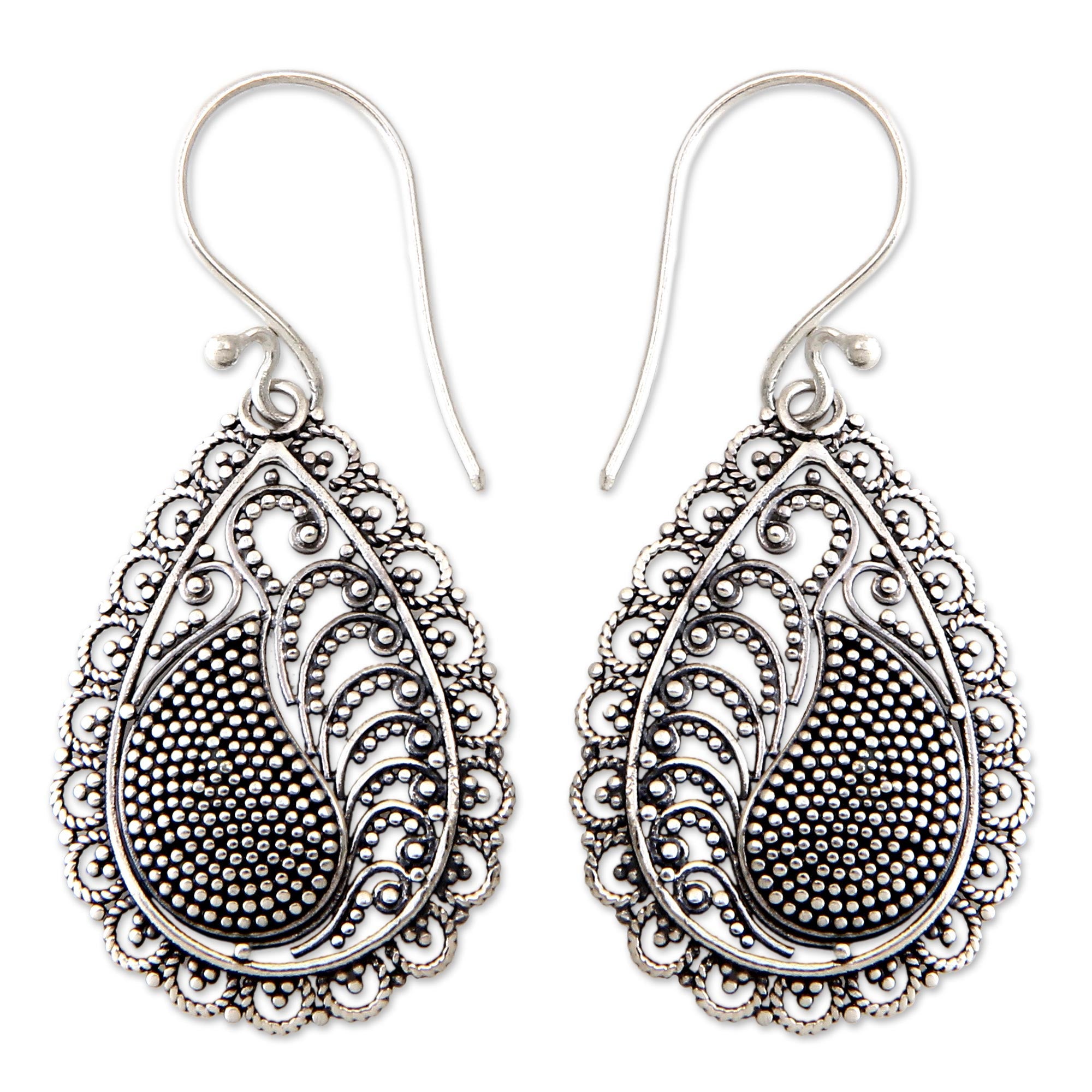 Premium Peacock Arabesque Sterling Silver Dangle Earrings