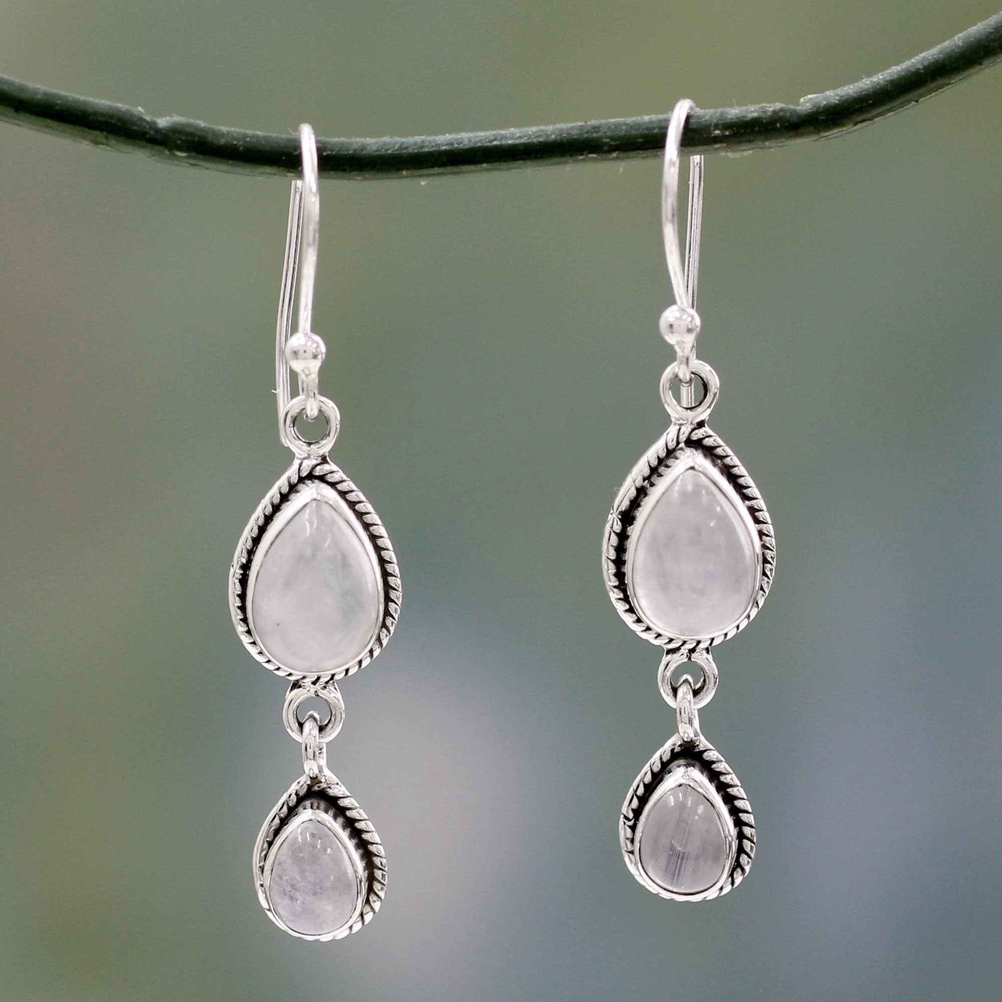 Premium Misty Teardrops Moonstone Dangle Earrings - Handcrafted Sterling Silver