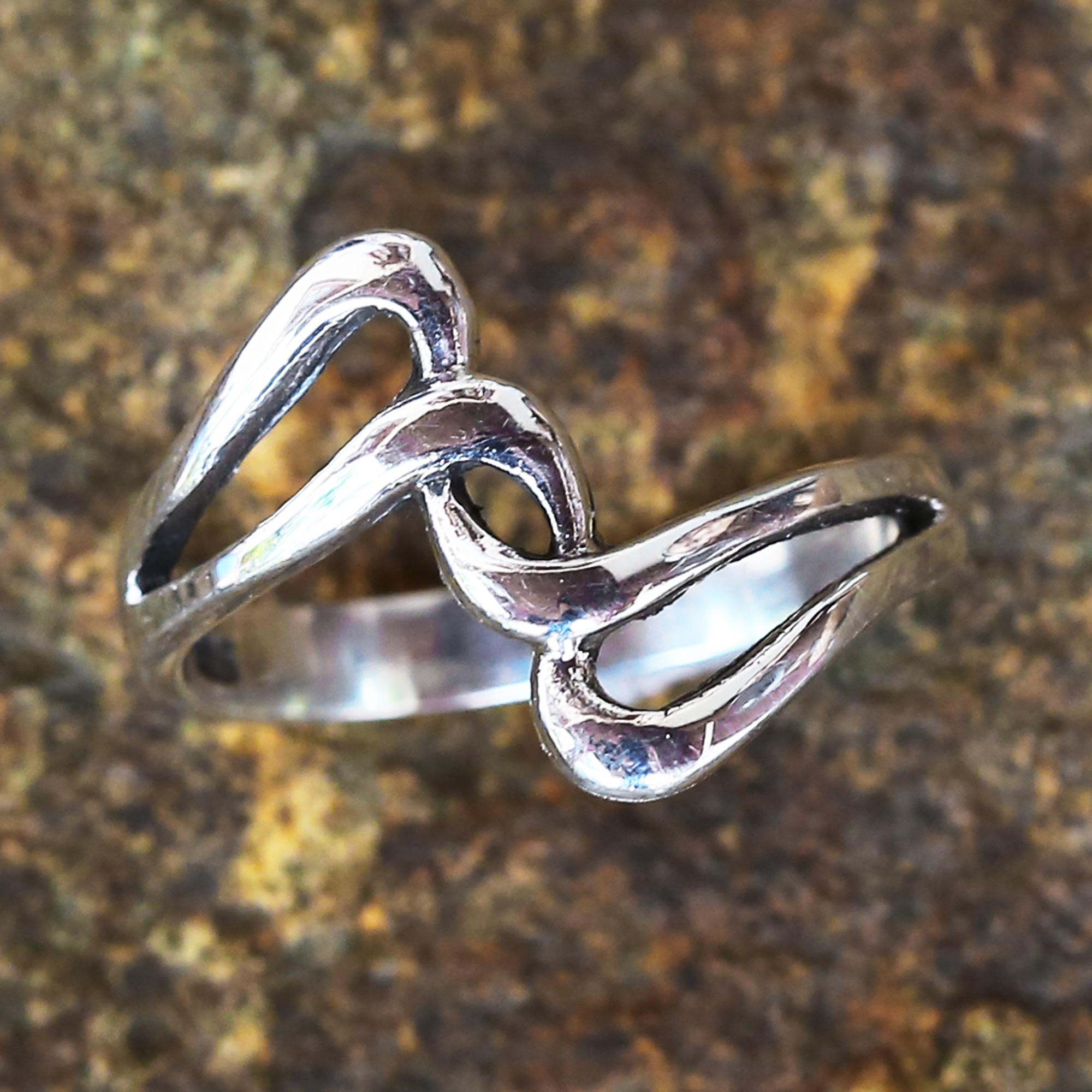 Premium Melody Sterling Silver Band Ring - Elegant Swirl Design from Thailand