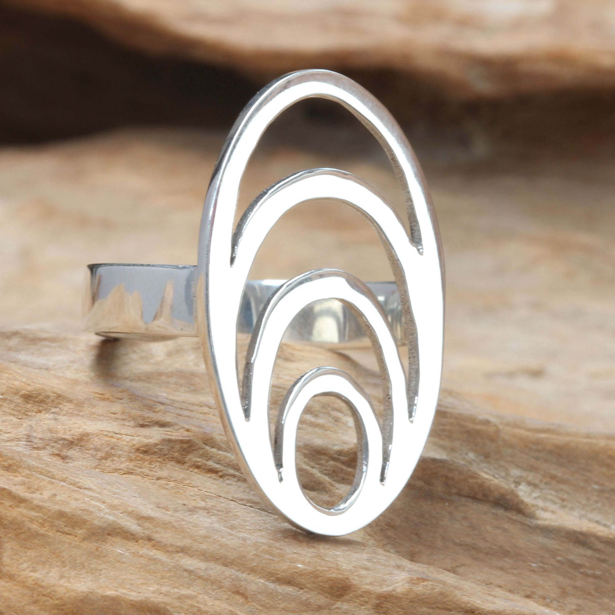 Premium Modern Balinese Sterling Silver Cocktail Ring - Elegant Expansion Design