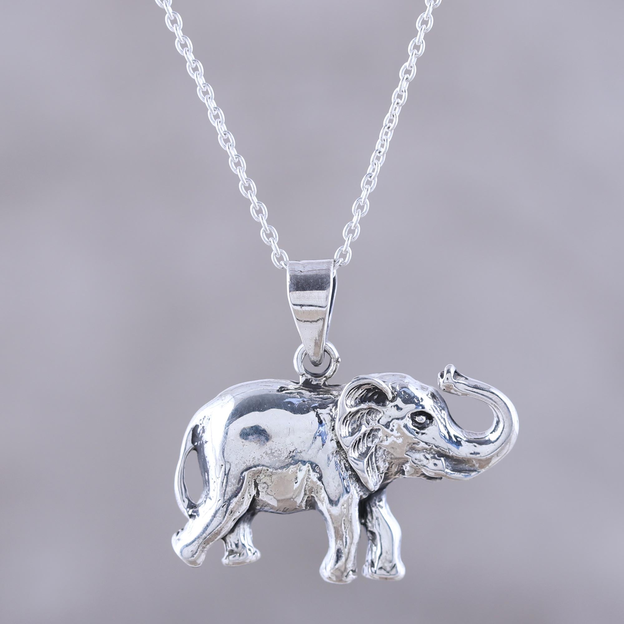 Premium Sterling Silver Elephant Pendant Necklace - Handcrafted Elegance