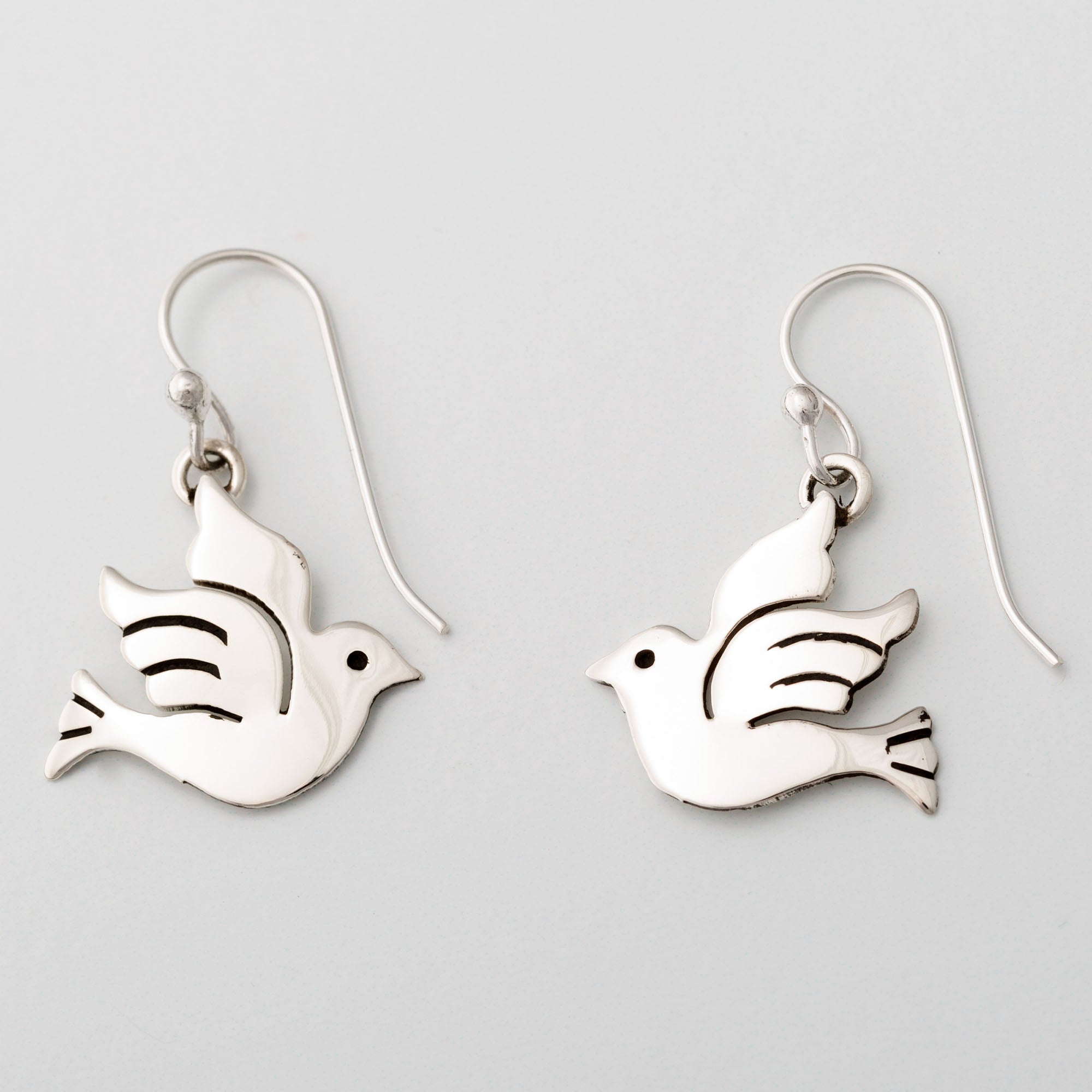 Premium Peace Dove Sterling Silver Earrings - Handcrafted Elegance