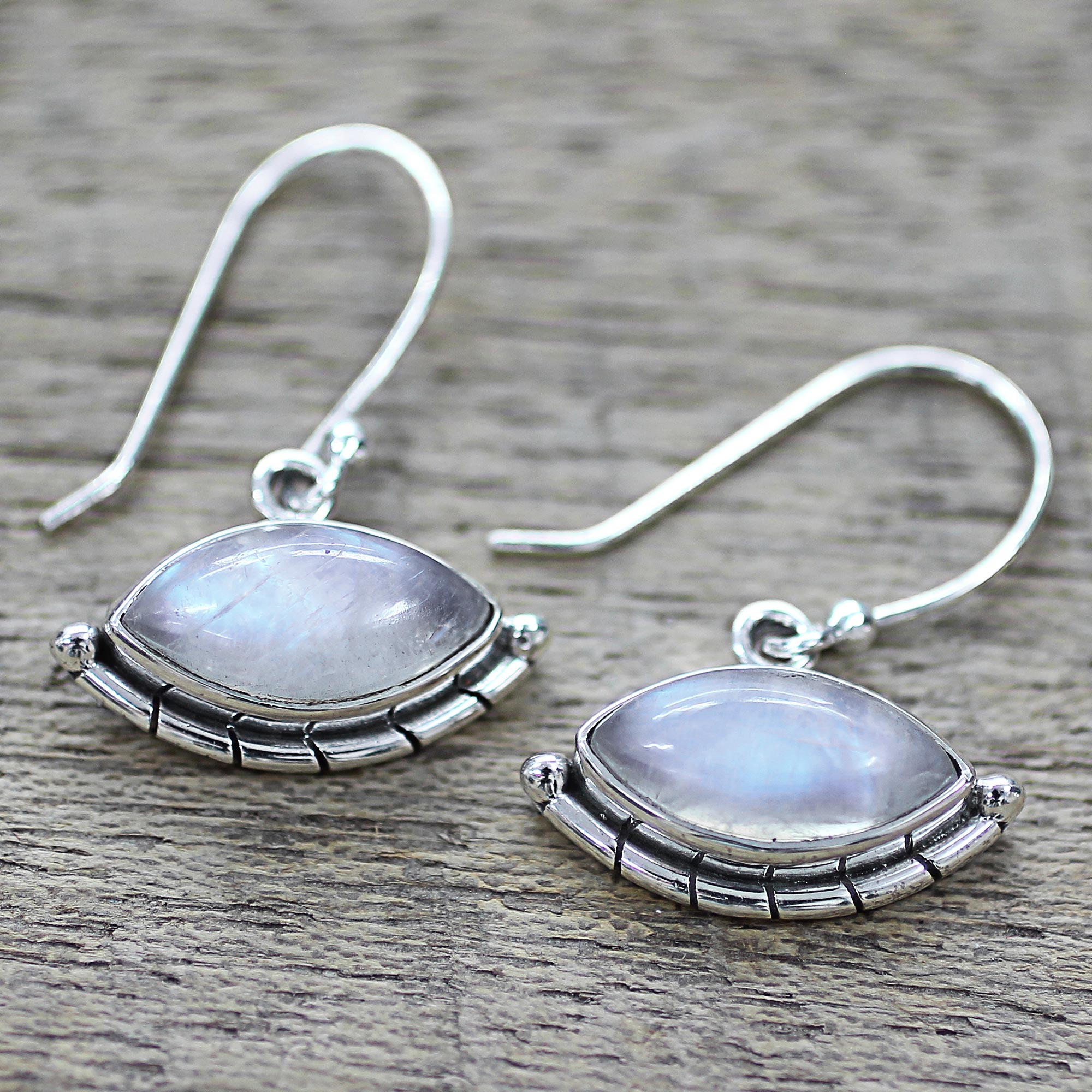 Premium Rainbow Moonstone Eye Protection Dangle Earrings