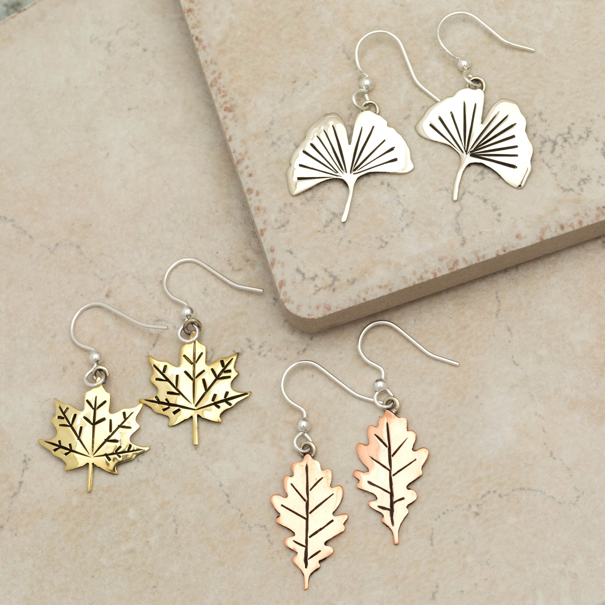 Premium Mixed Metal Falling Leaf Earrings - Ultimate Nature-Inspired Jewelry