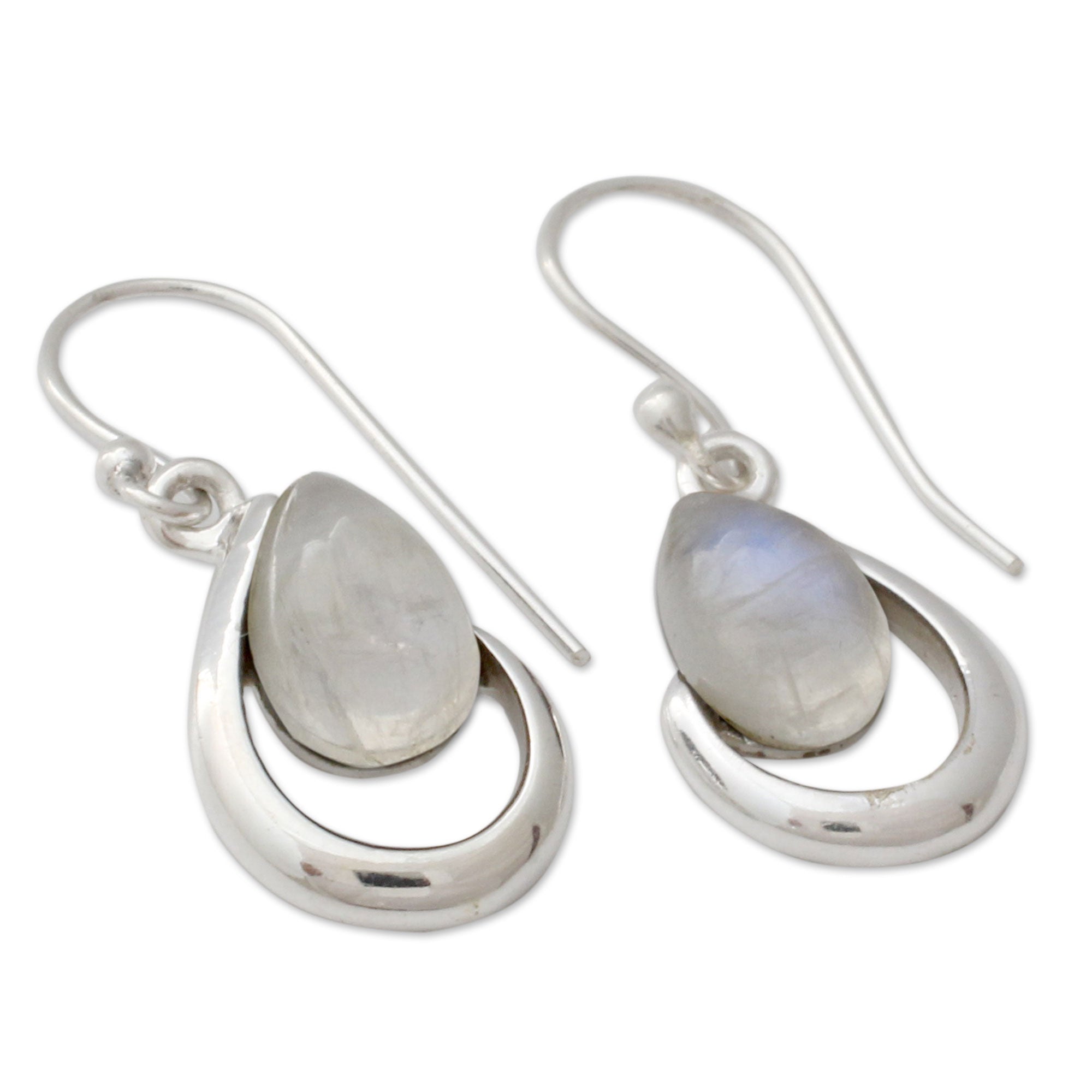 Premium Handcrafted Rainbow Moonstone Earrings - Exquisite Symmetry Design