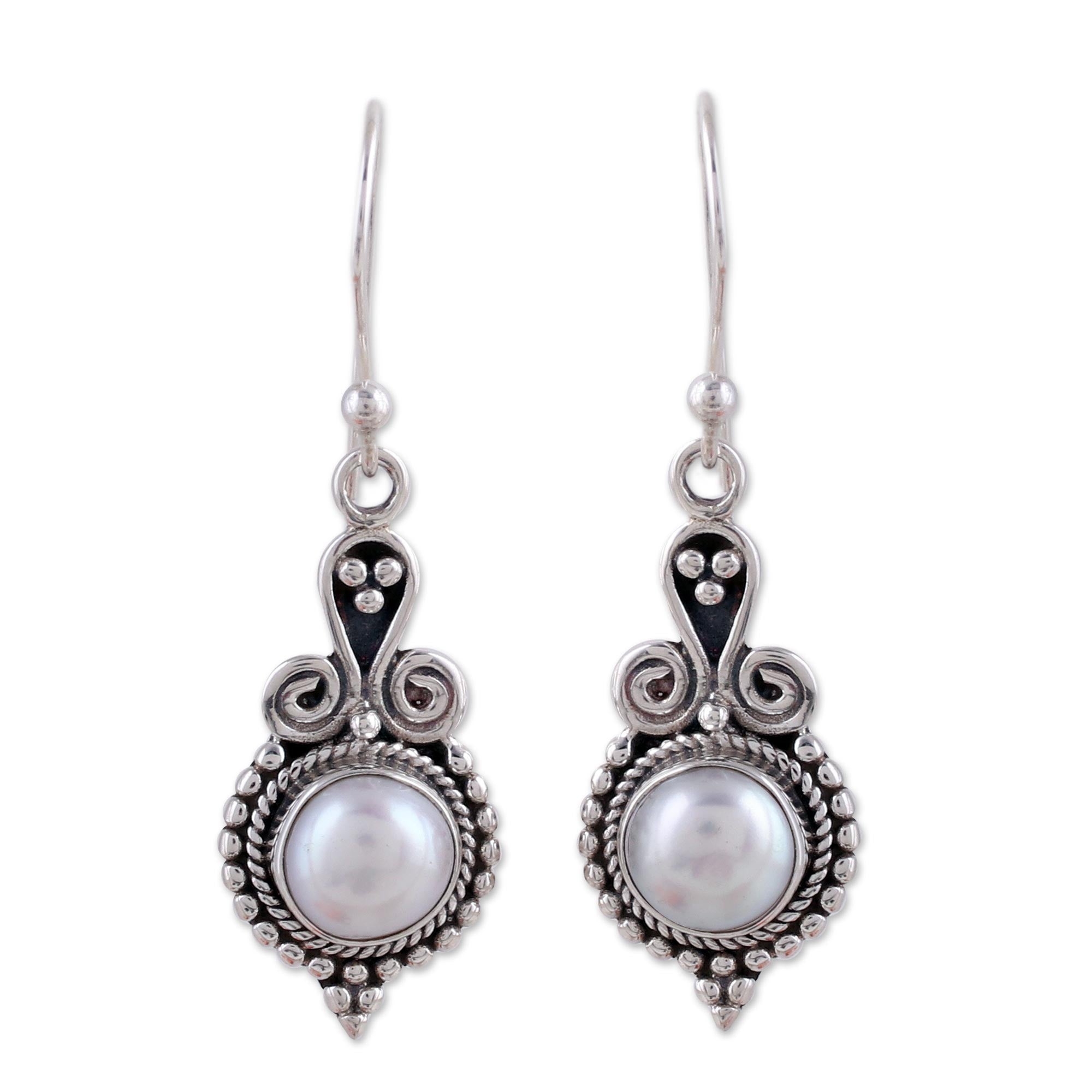 Premium Sterling Silver Pearl Dangle Earrings - Clouds of Desire