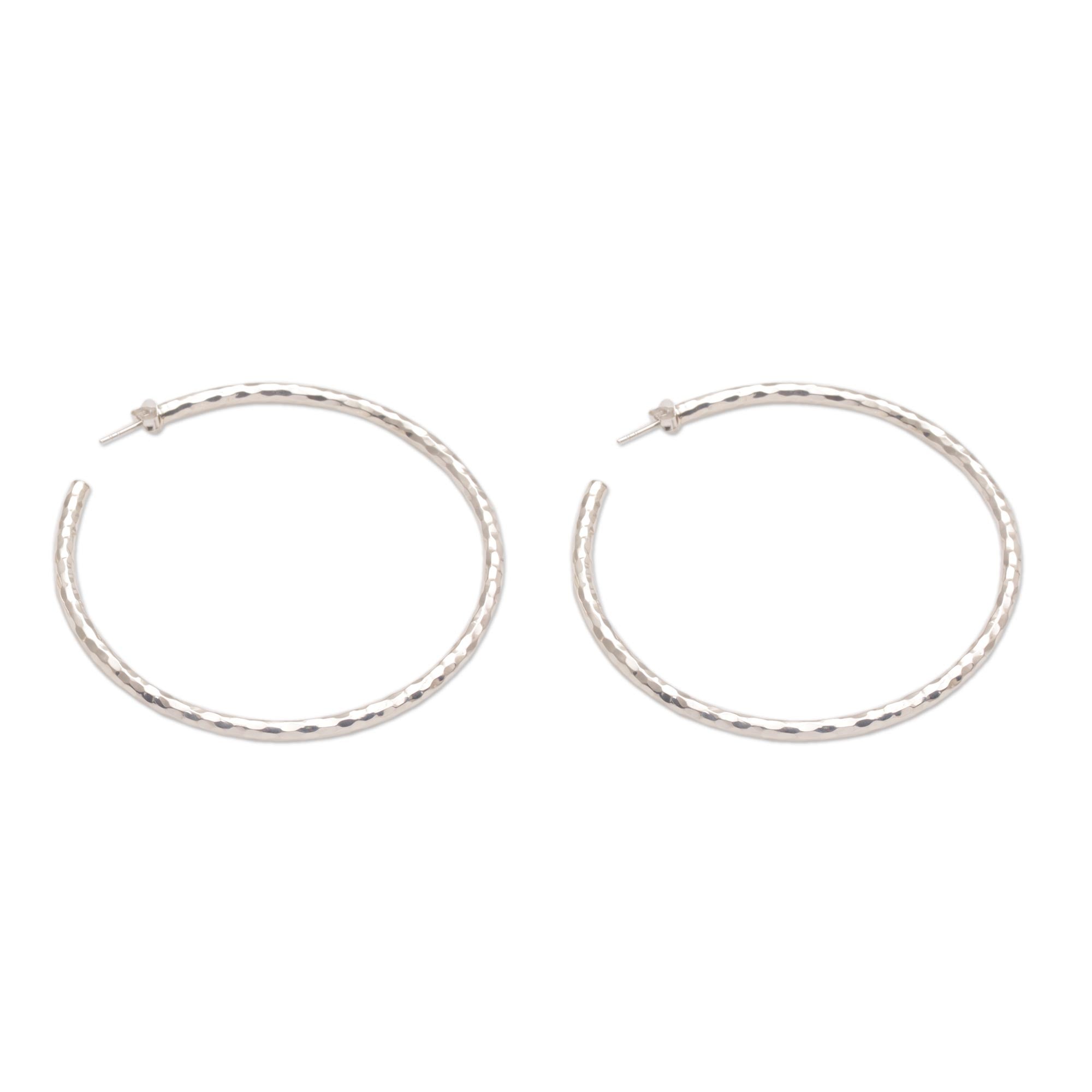 Premium Glimmering Memories Sterling Silver Half-Hoop Earrings - Handcrafted in Bali