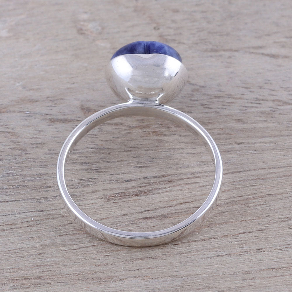 Premium Heart-Shaped Sodalite Cocktail Ring – Handcrafted in India