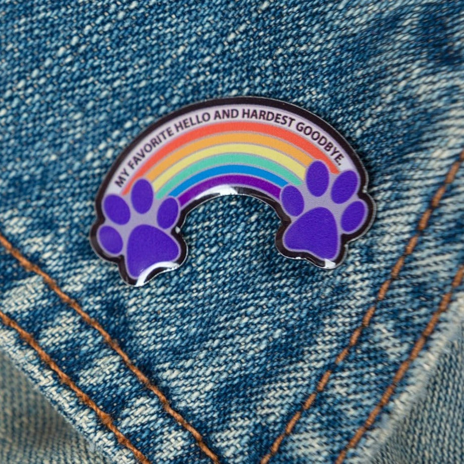 Premium Rainbow Bridge Paw Lapel Pin - Ultimate Memorial Keepsake