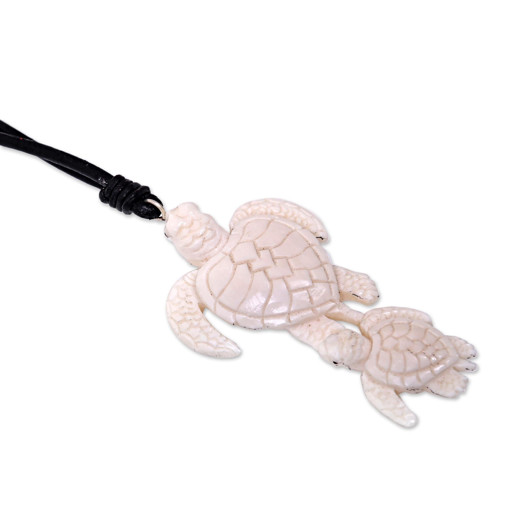 Premium Mother & Baby Turtle Bone Necklace - Handcrafted in Bali