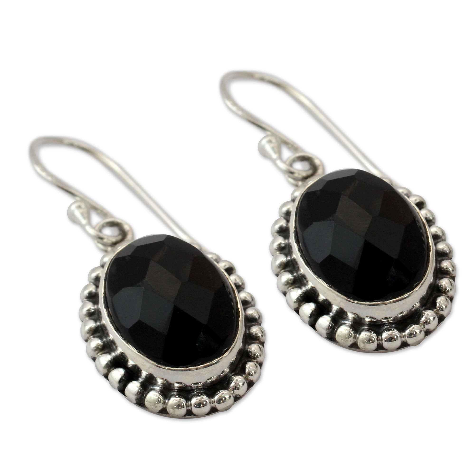 Premium Sterling Silver & Onyx Dangle Earrings - Handcrafted Elegance