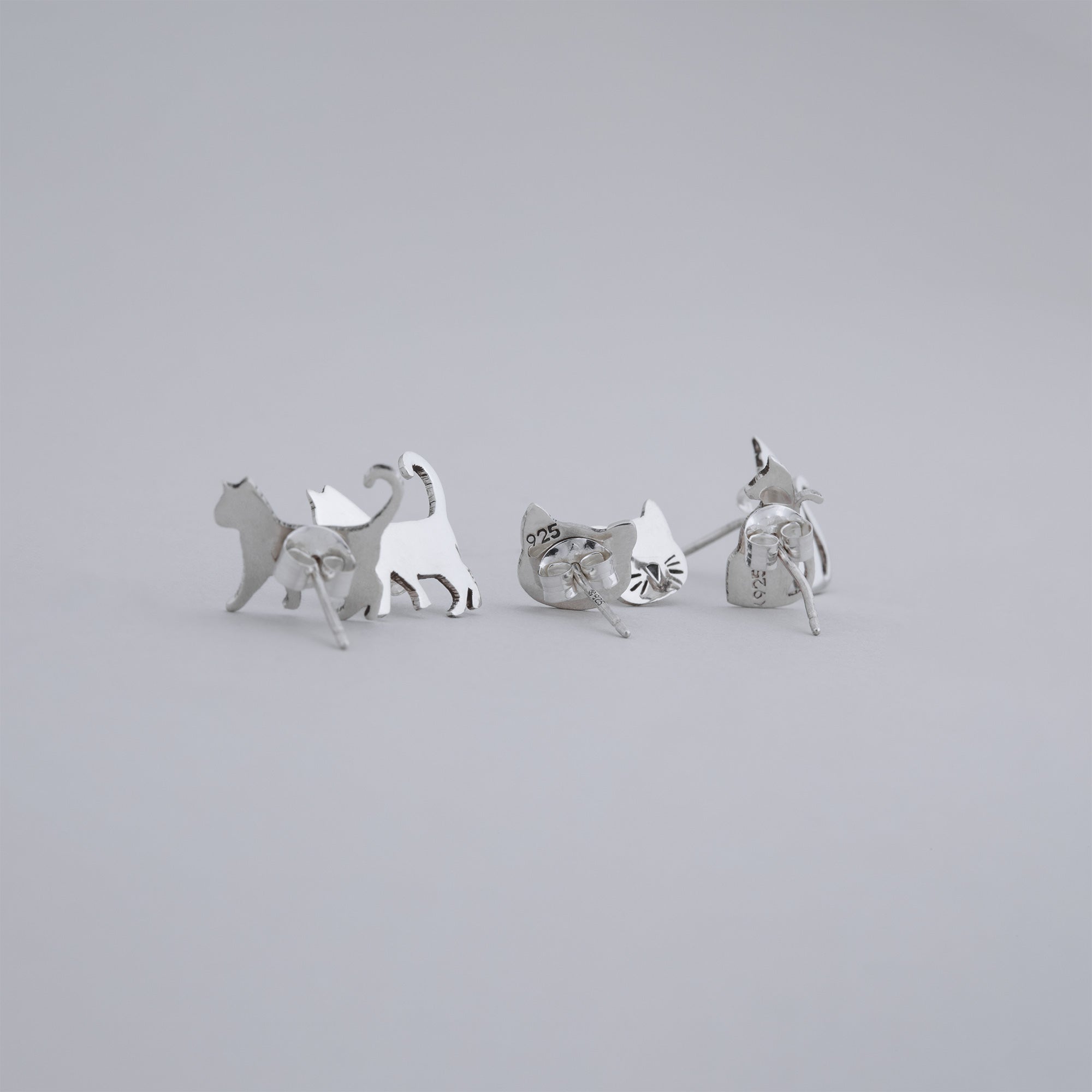 Premium Cat Lover's Earrings Trio - Sterling Silver Set