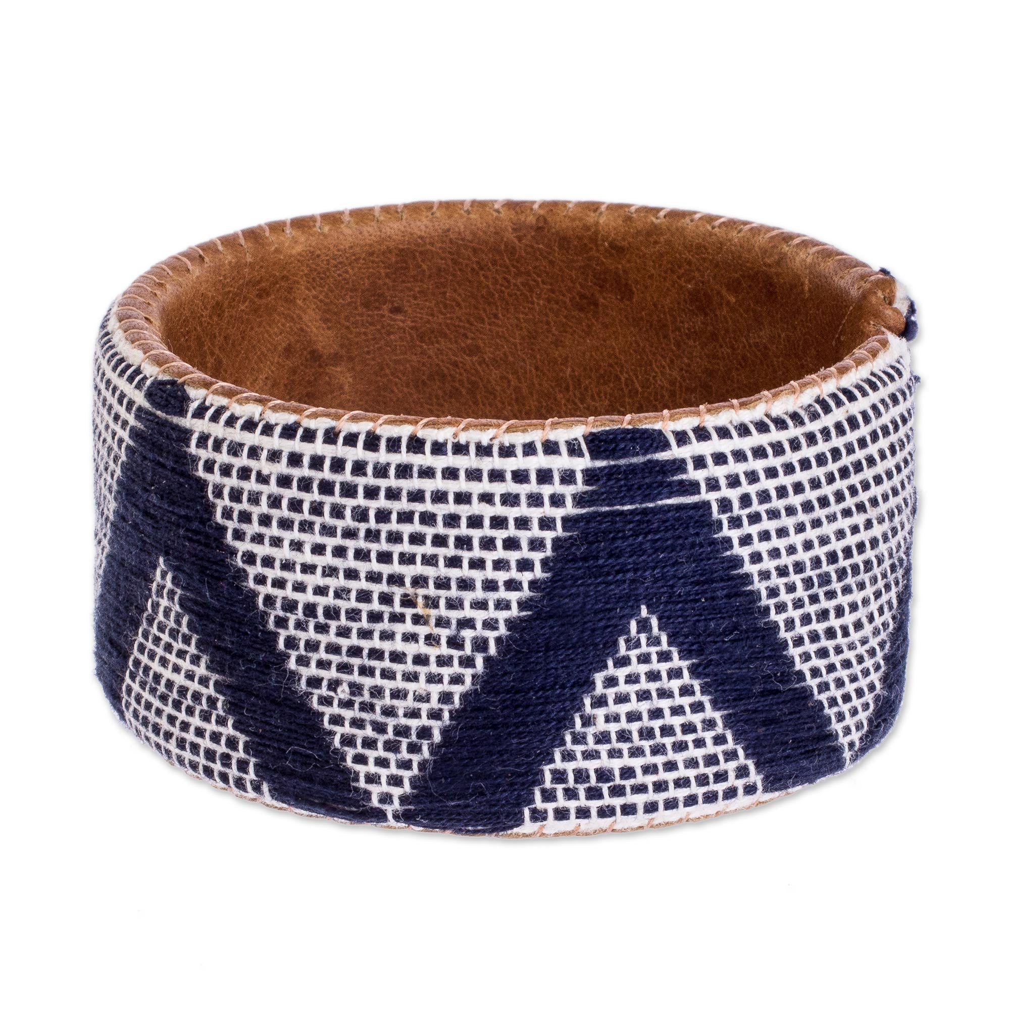 Premium Artisan Blue & White Leather Bracelet - Handcrafted in Guatemala